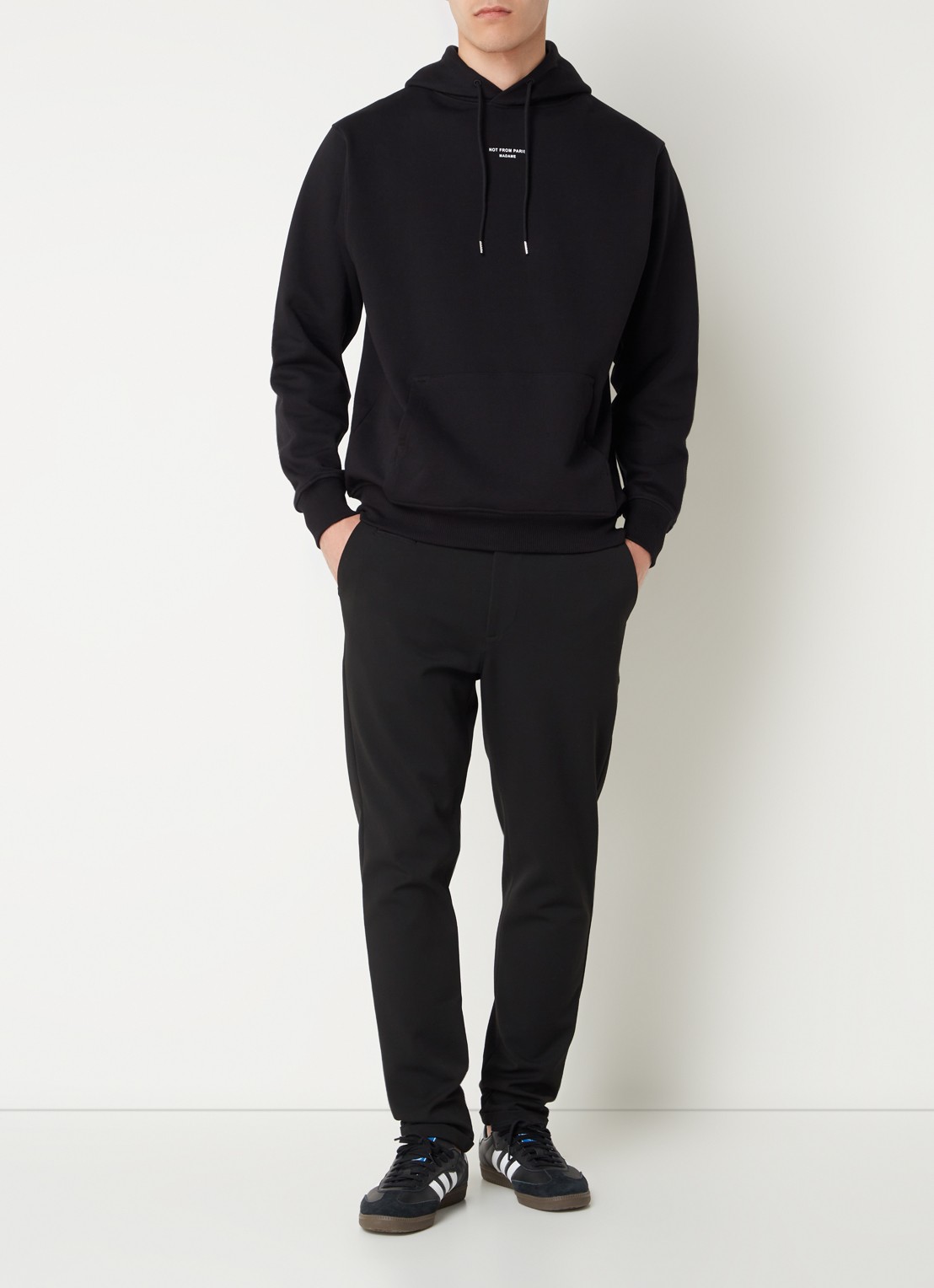 Drôle de Monsieur Hoodie met stretch - voorkant 2 zwart