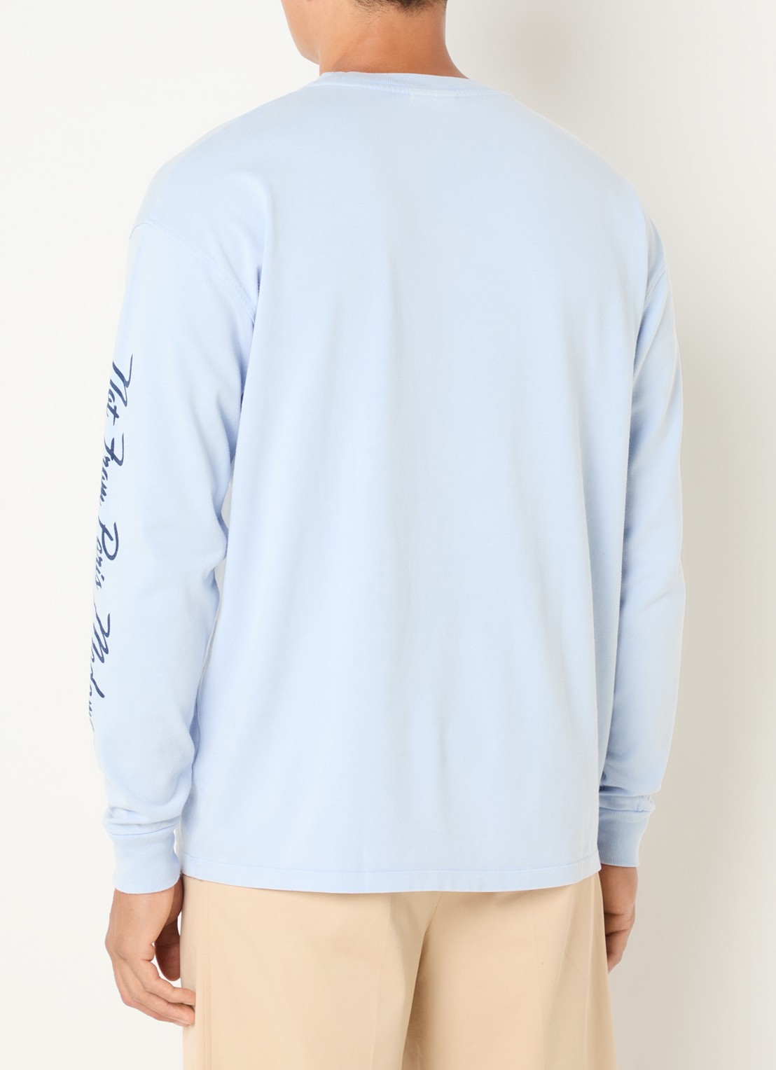 Drôle de Monsieur Longsleeve met ronde hals - achterkant 3 lichtblauw