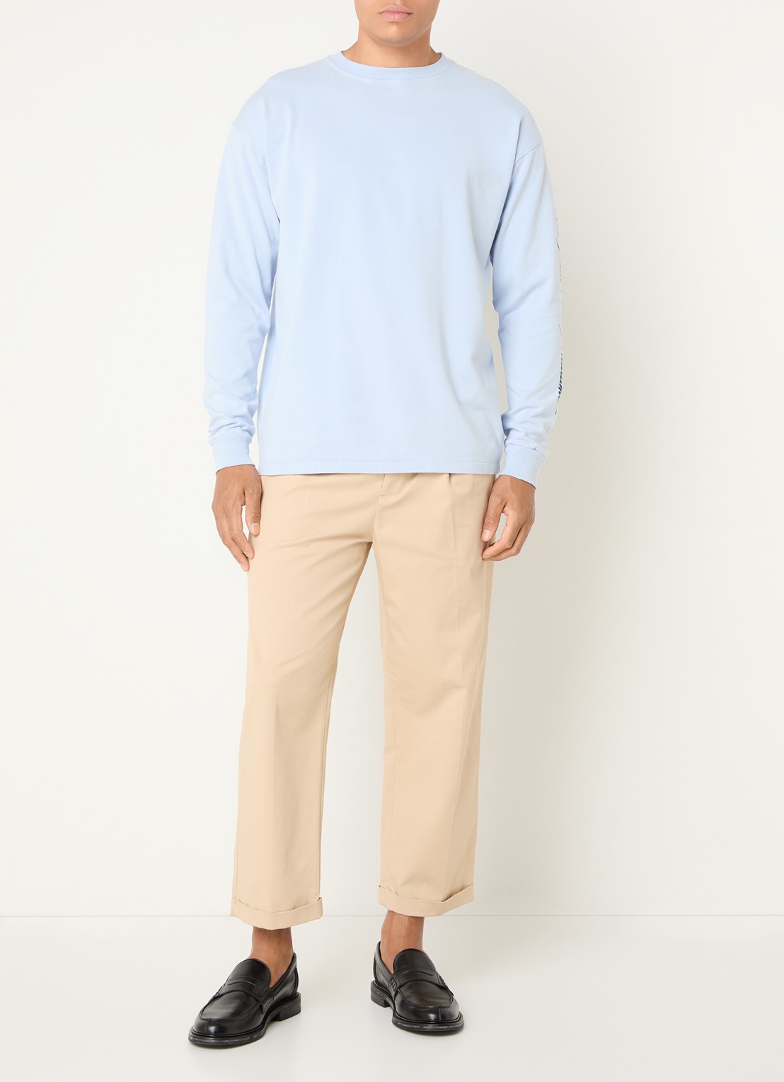 Drôle de Monsieur Longsleeve met ronde hals - voorkant 2 lichtblauw