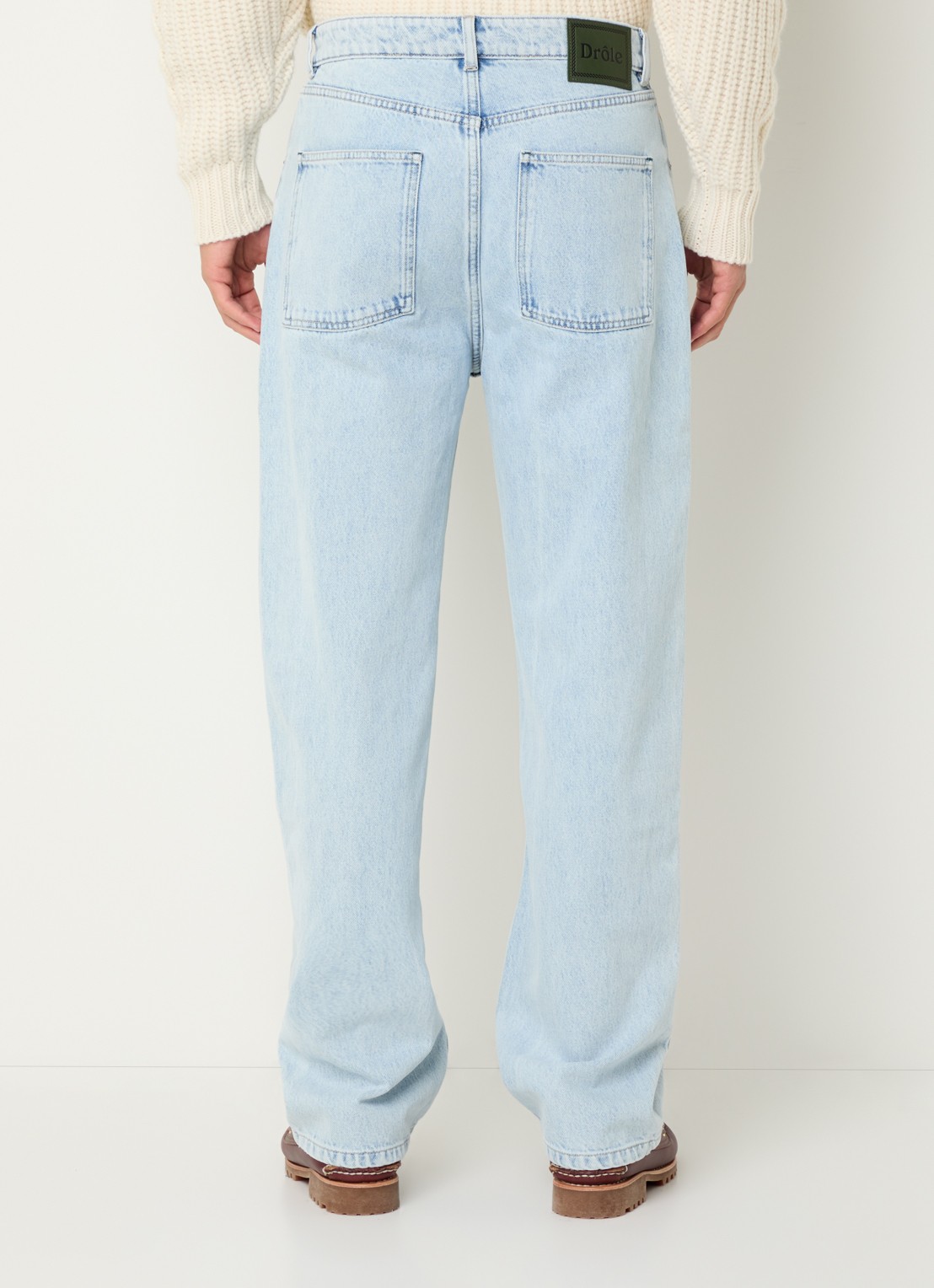 Drôle de Monsieur Loose fit jeans met lichte wassing - achterkant lichtblauw