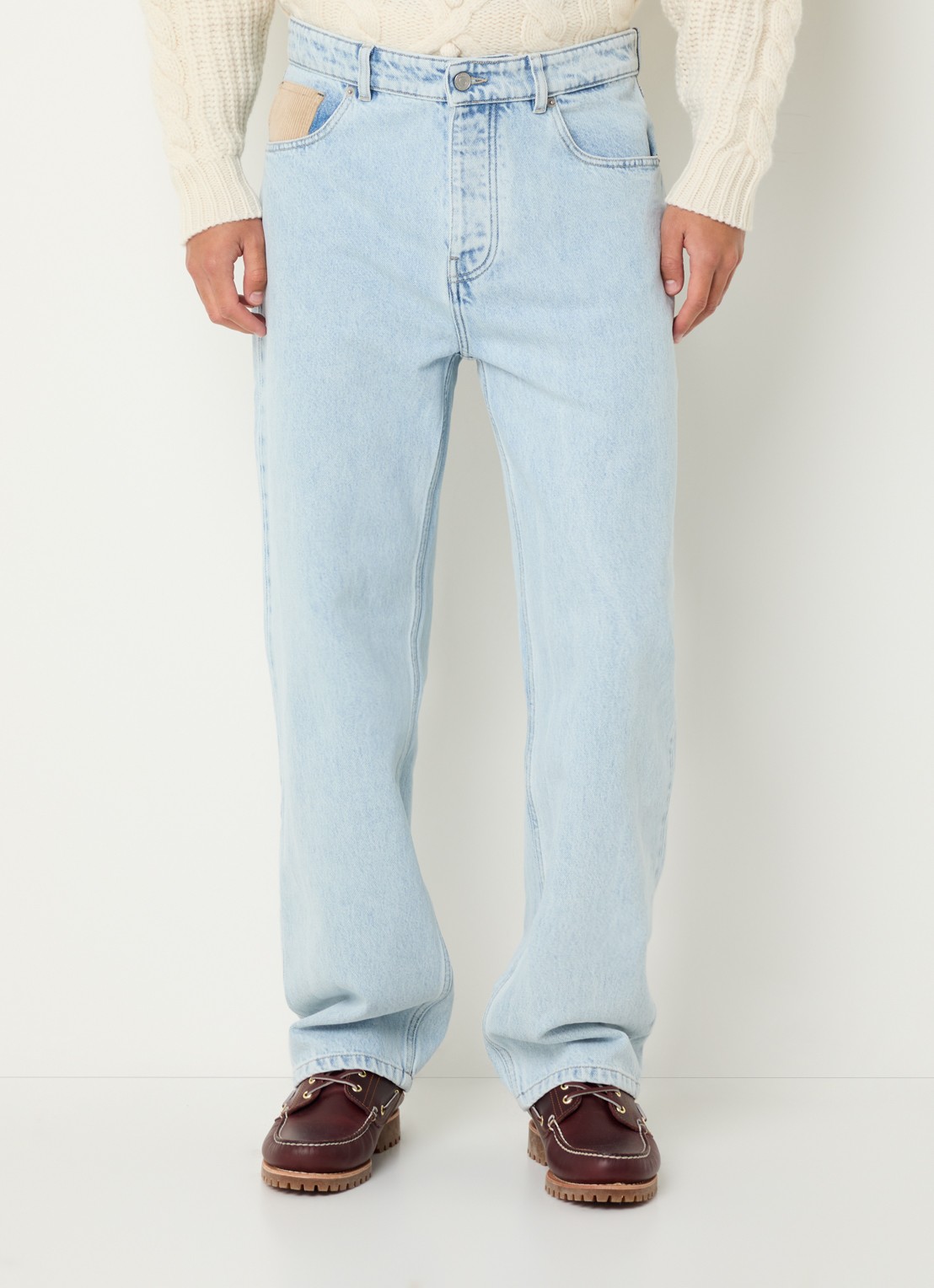 Drôle de Monsieur Loose fit jeans met lichte wassing - detail 4 lichtblauw