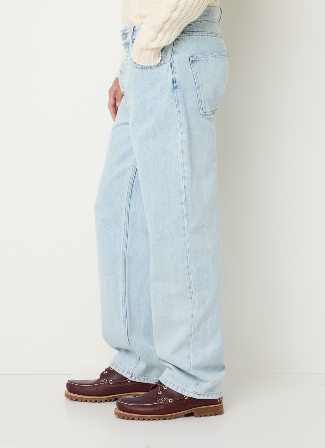 Drôle de Monsieur Loose fit jeans met lichte wassing - detail 5 lichtblauw
