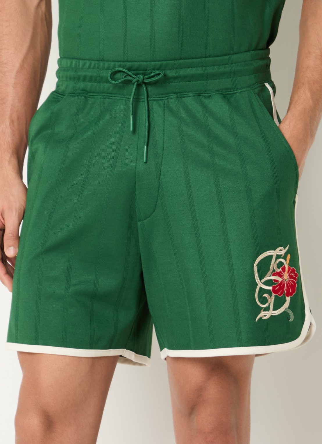 Drôle de Monsieur Loose fit korte broek met borduring - detail 3 groen