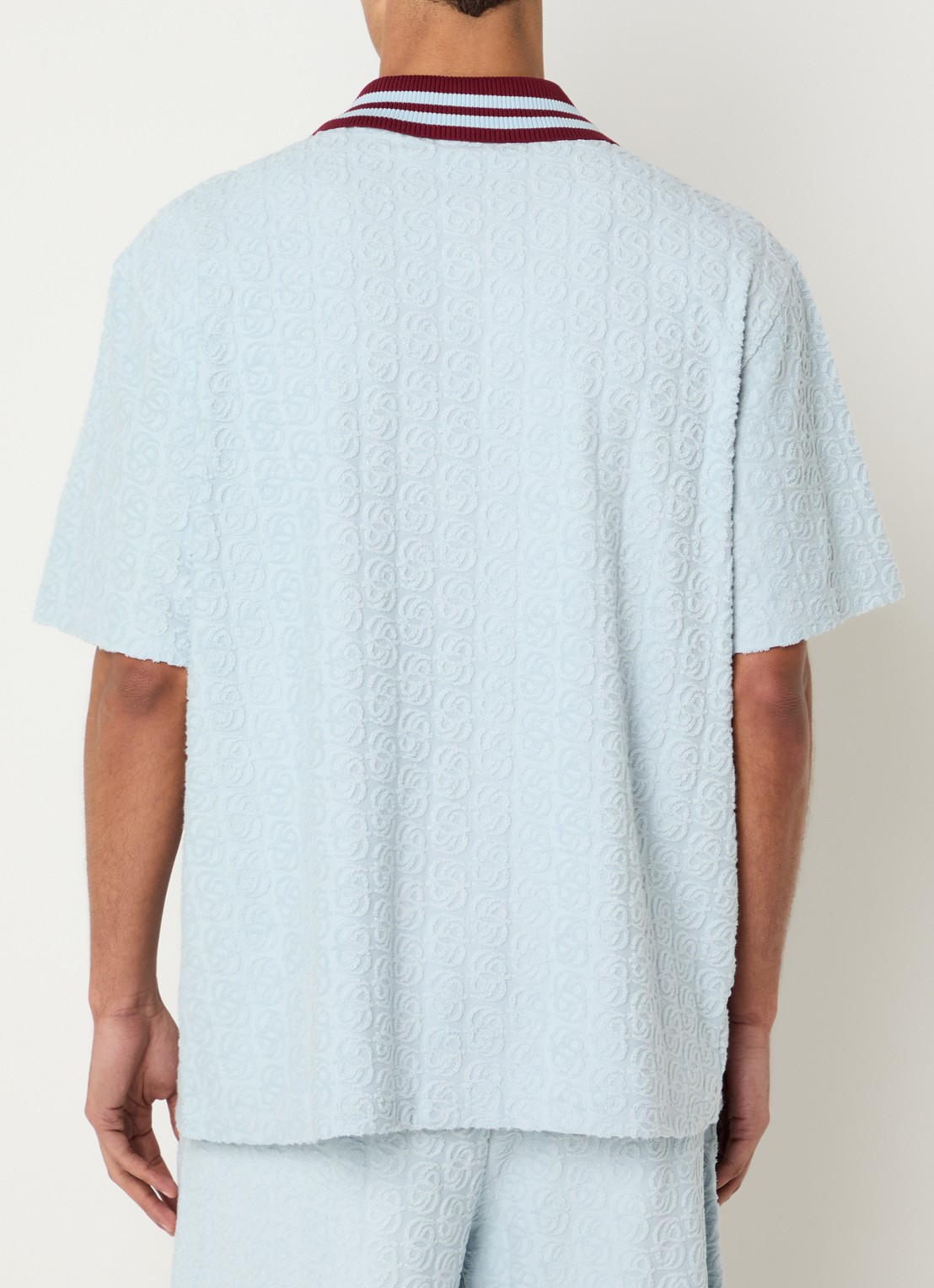 Drôle de Monsieur Monogram overhemd met logo flockprint - achterkant lichtblauw