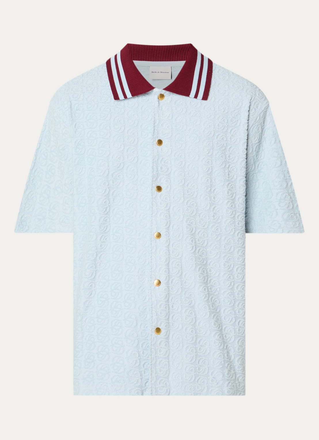 Drôle de Monsieur Monogram overhemd met logo flockprint - voorkant 2 lichtblauw
