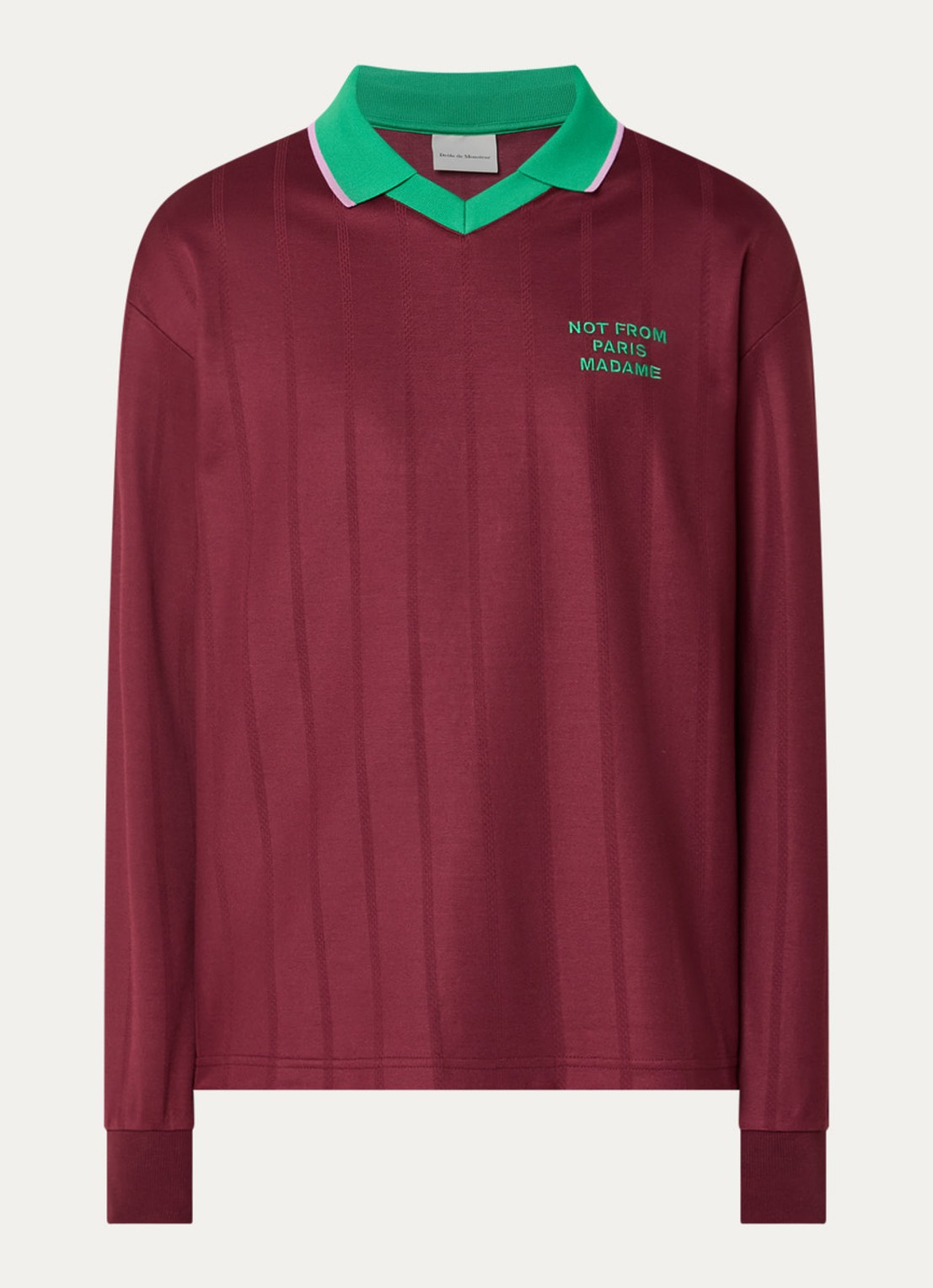 Drôle de Monsieur Regular fit polo met front- en backprint - voorkant bordeauxrood