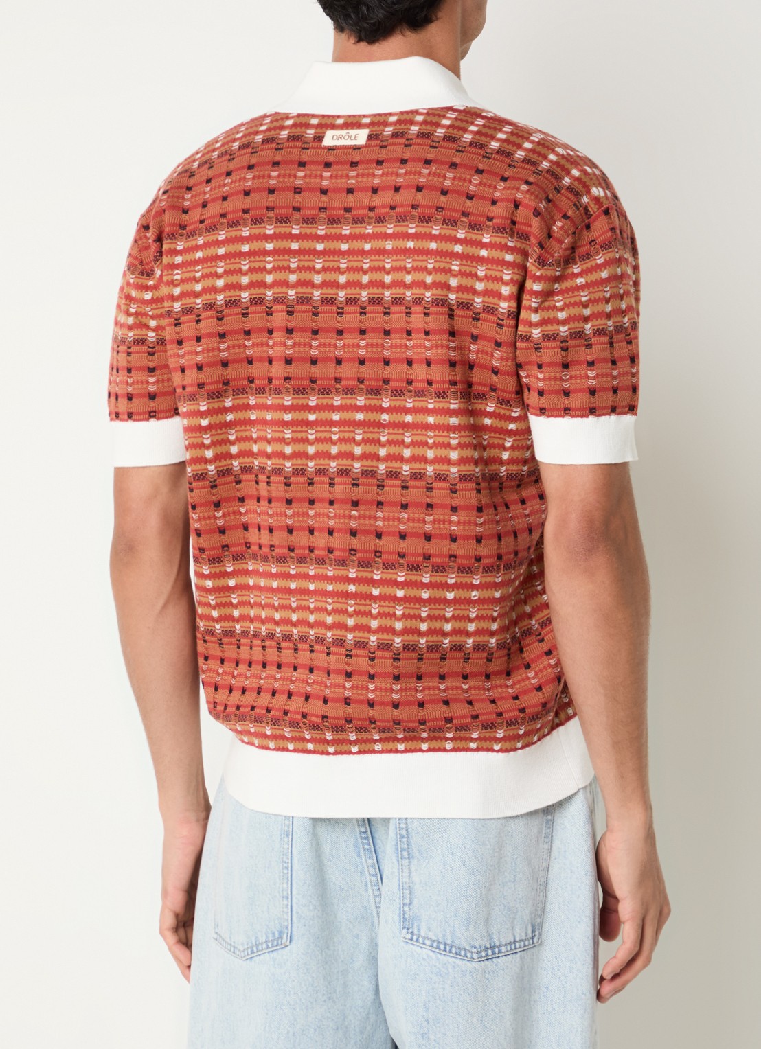 Drôle de Monsieur Regular fit polo met stretch - achterkant roodbruin