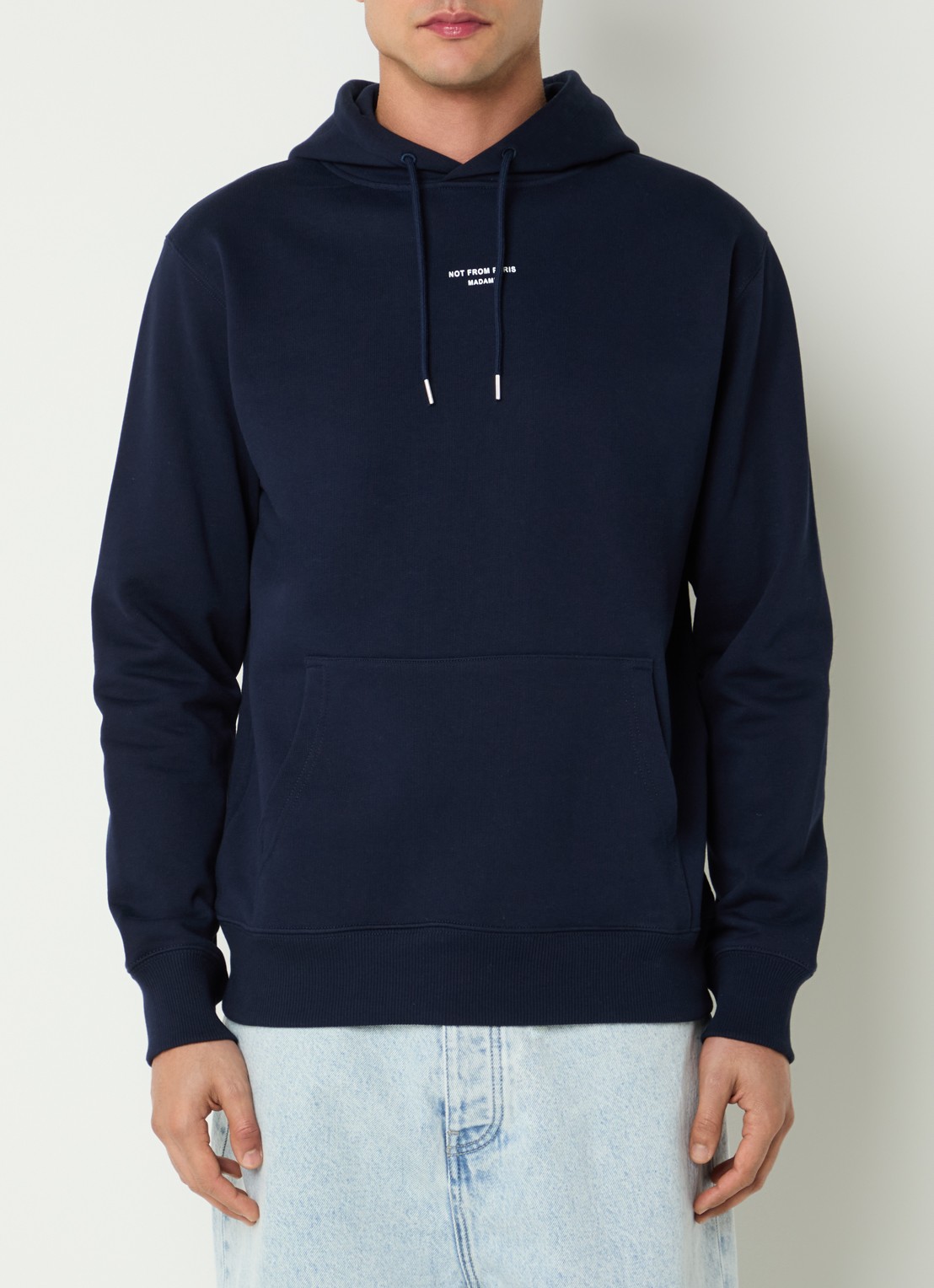 Drôle de Monsieur Slogan Classique hoodie met logo - detail 4 donkerblauw