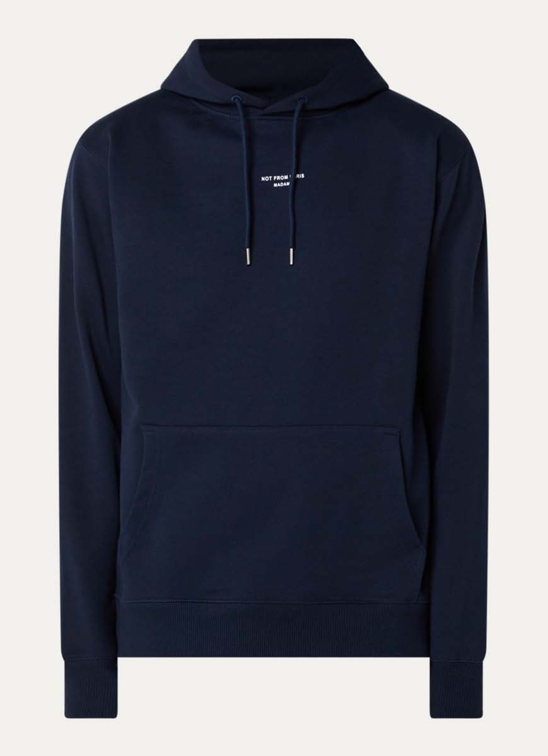 Drôle de Monsieur Slogan Classique hoodie met logo - voorkant 2 donkerblauw