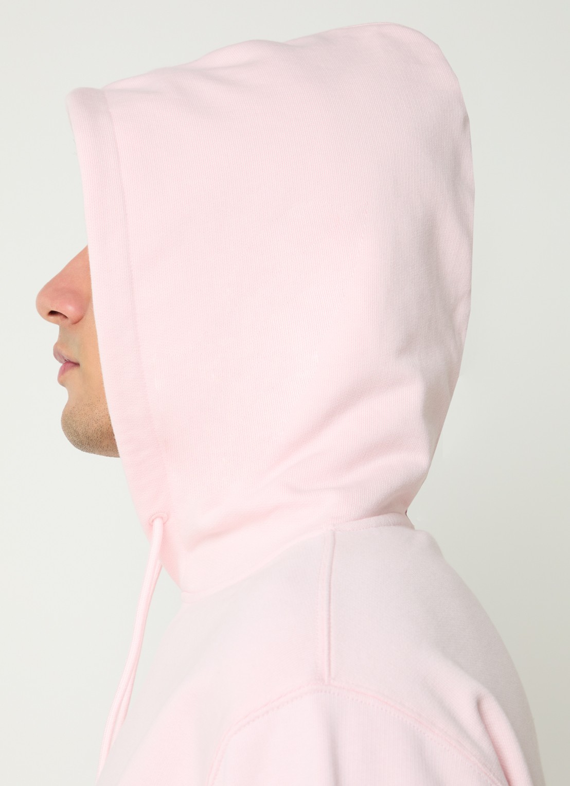 Drôle de Monsieur Slogan Rose hoodie met logoborduring - detail 4 lichtroze