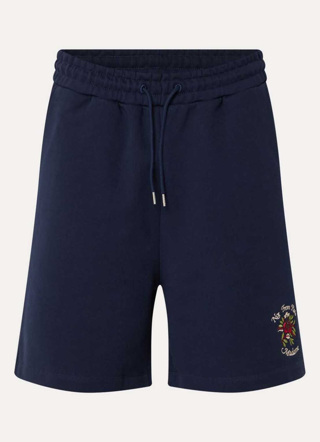 Drôle de Monsieur Slogan Rose straight fit korte joggingbroek met logoborduring - voorkant 2 donkerblauw