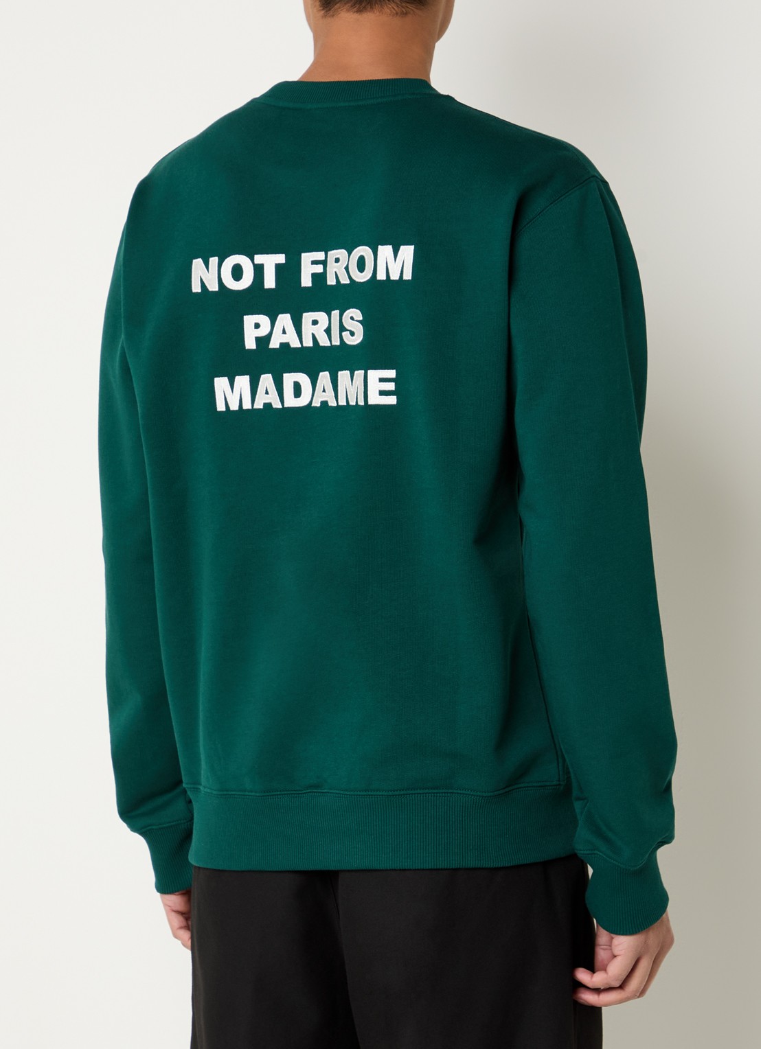 Drôle de Monsieur Slogan sweater met front- en backprint - detail 3 groen
