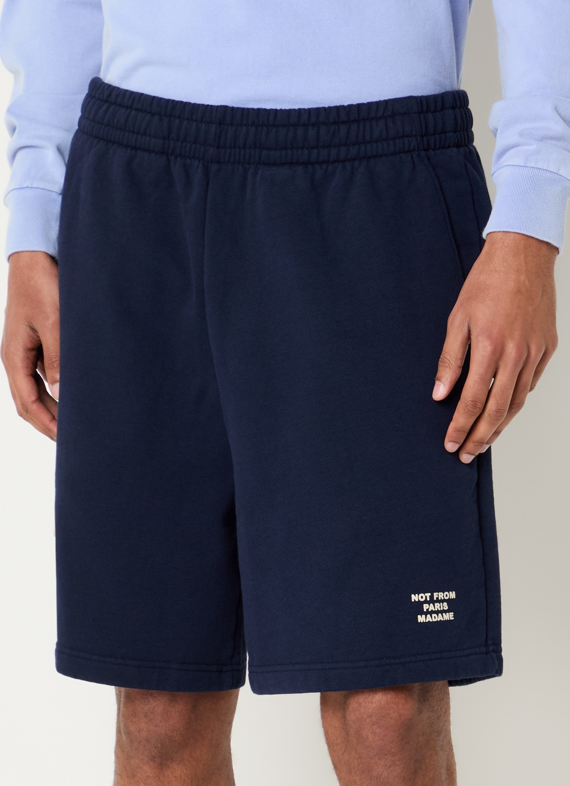 Drôle de Monsieur Slogan wide fit korte joggingbroek met steekzakken - detail 4 donkerblauw