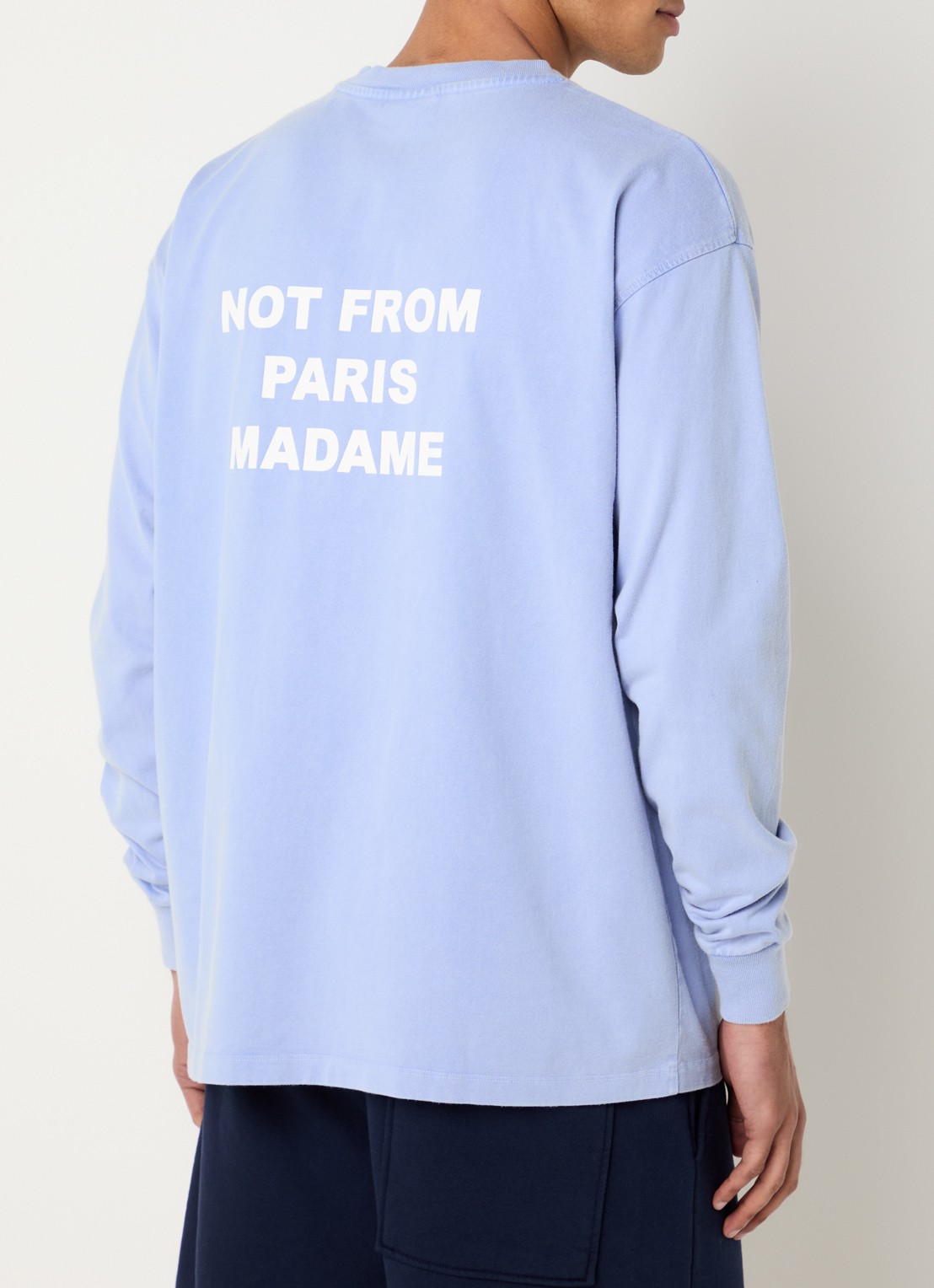 Drôle de Monsieur Sweater met front- en backprint - detail blauwgrijs