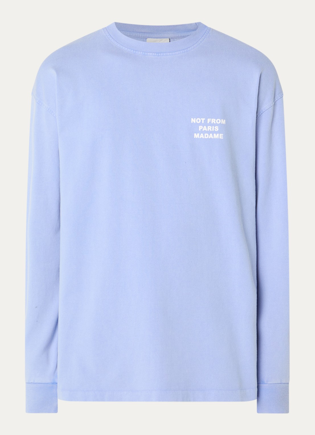 Drôle de Monsieur Sweater met front- en backprint - voorkant 2 blauwgrijs