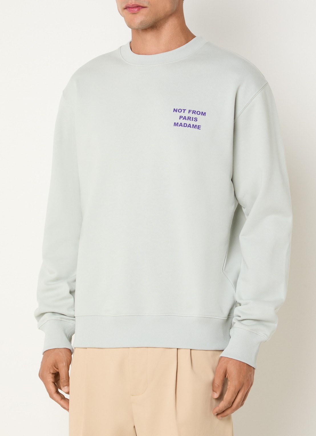 Drôle de Monsieur Sweater met front- en backprint - achterkant lichtgroen