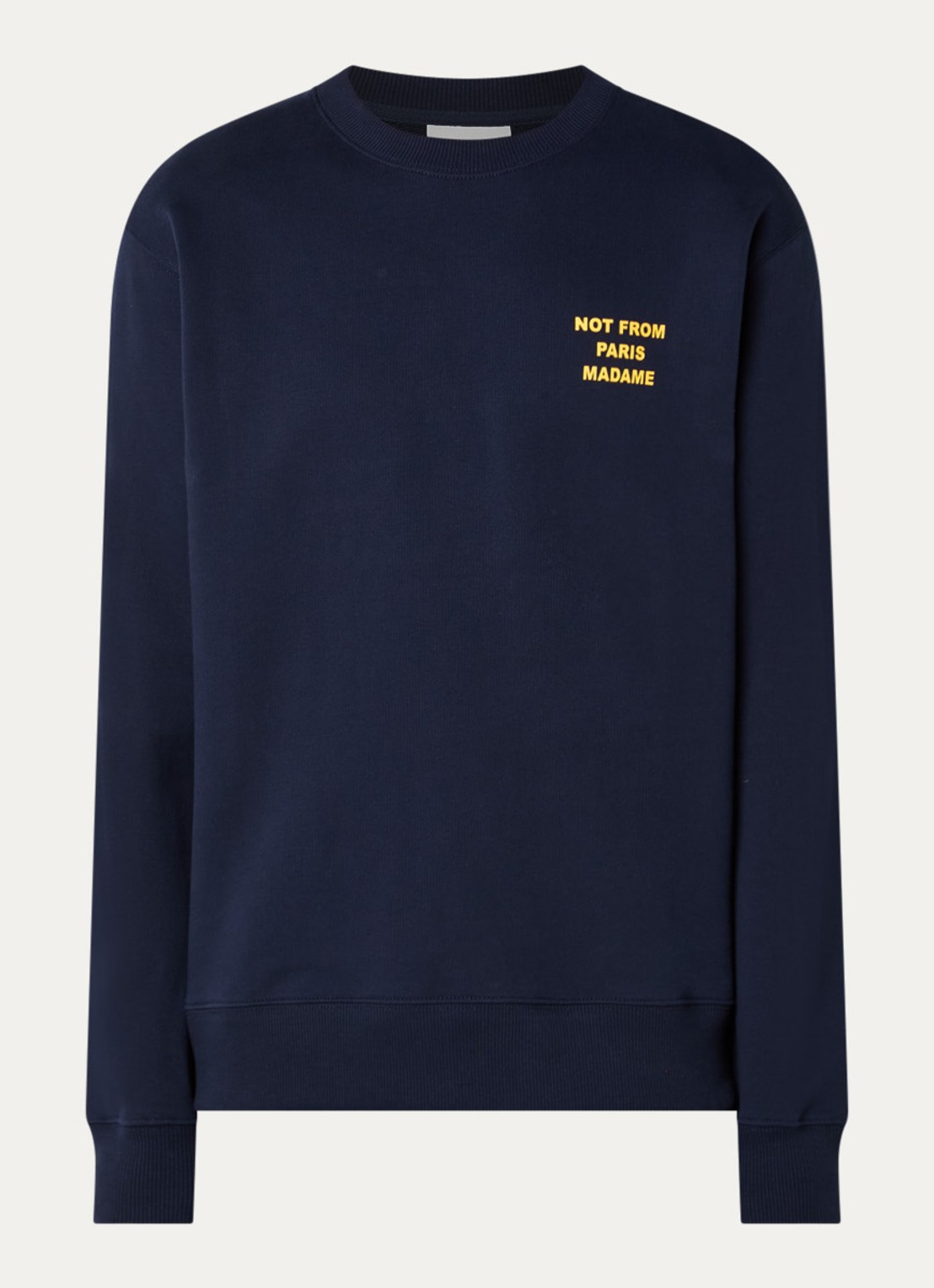 Drôle de Monsieur Sweater met front- en backprint - voorkant 3 donkerblauw