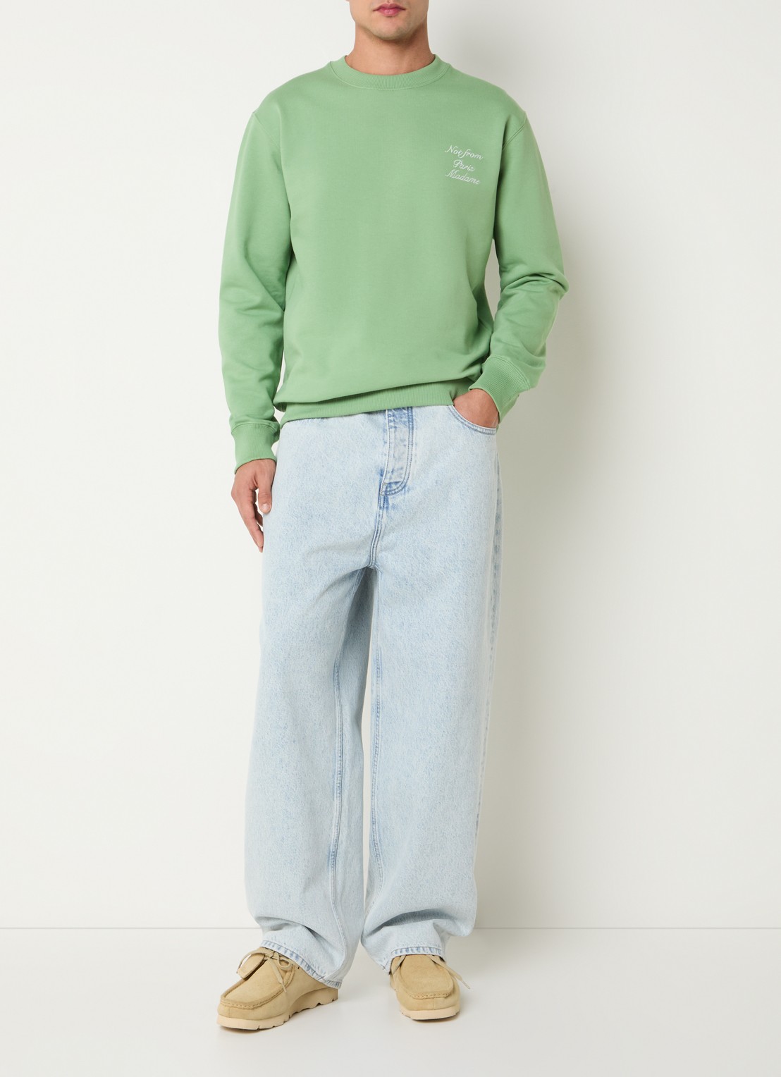 Drôle de Monsieur Sweater met logoborduring - voorkant 3 groen