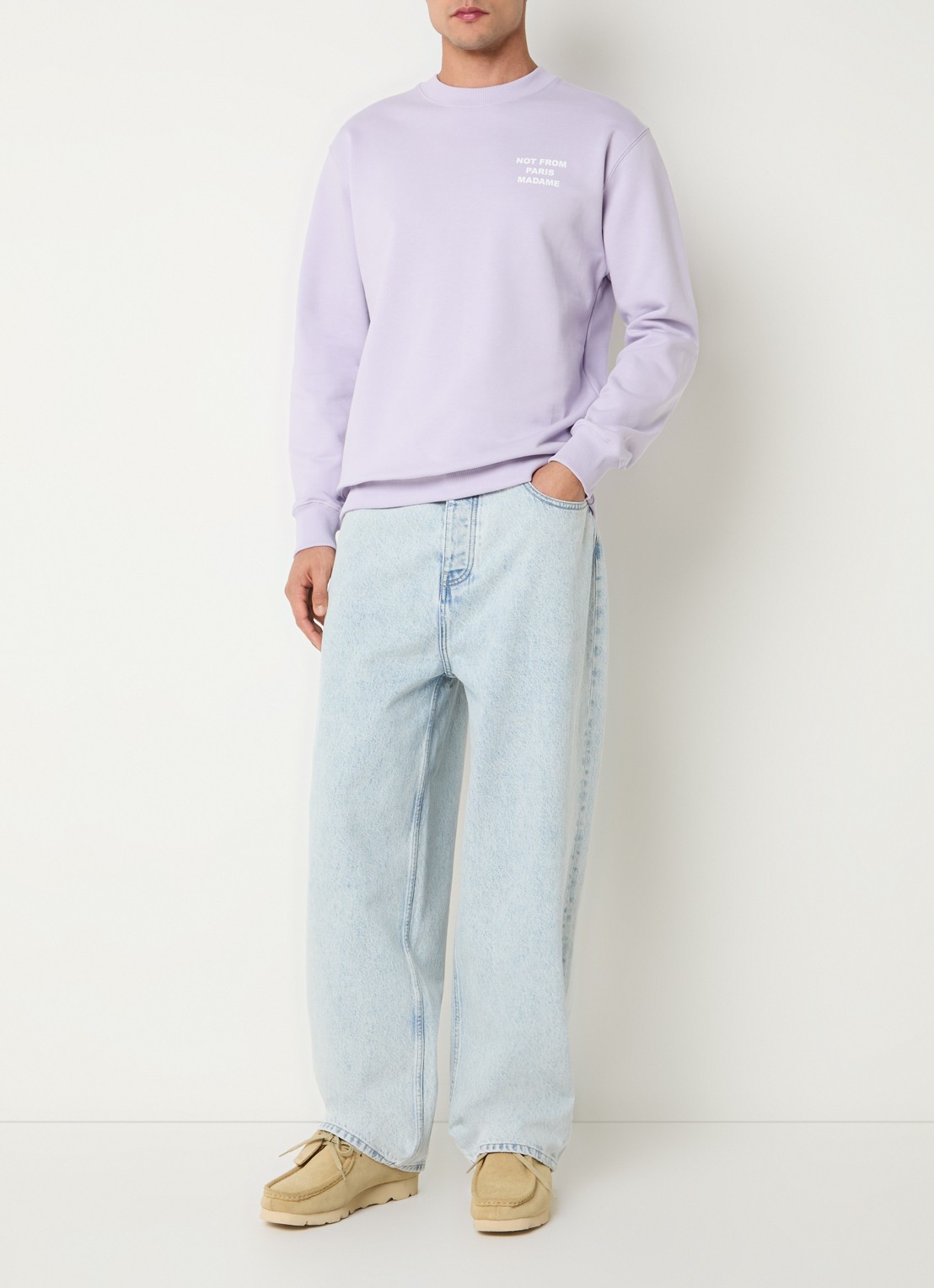 Drôle de Monsieur Sweater met logoprint - voorkant 2 lila
