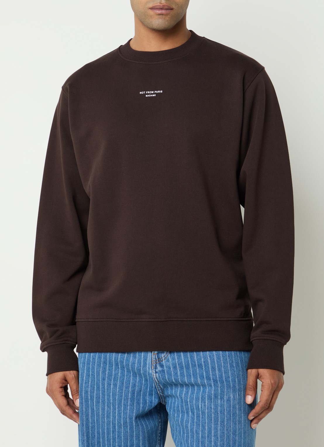 Drôle de Monsieur Sweater met print - detail 4 donkerbruin