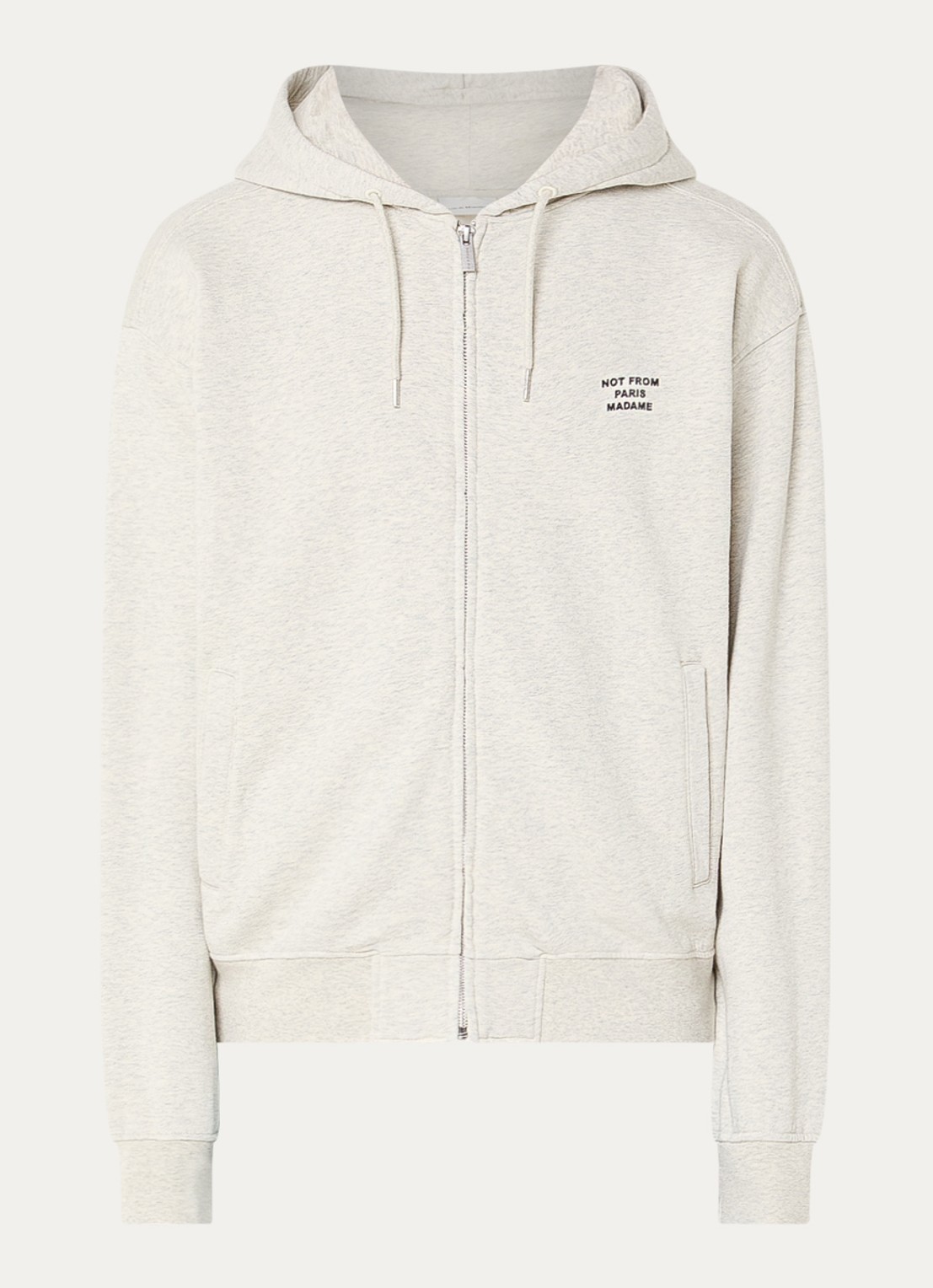 Drôle de Monsieur Sweatvest met logoprint - voorkant 4 gebroken wit