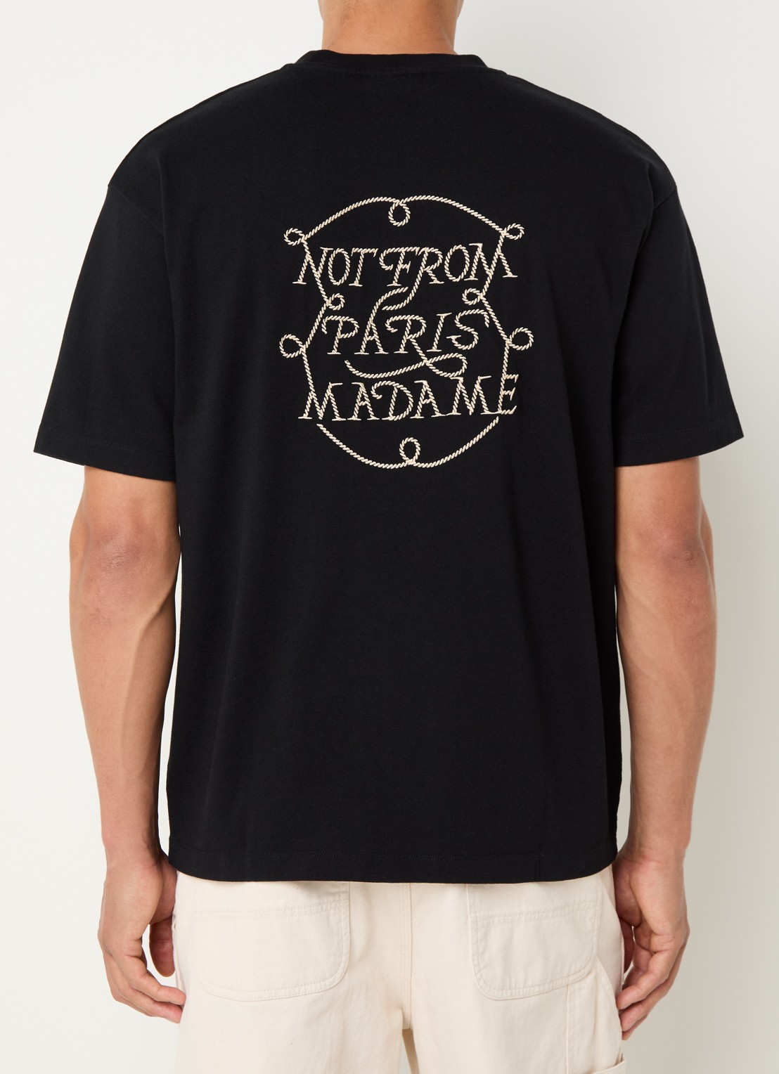 Drôle de Monsieur T-shirt met borduring - detail 3 zwart