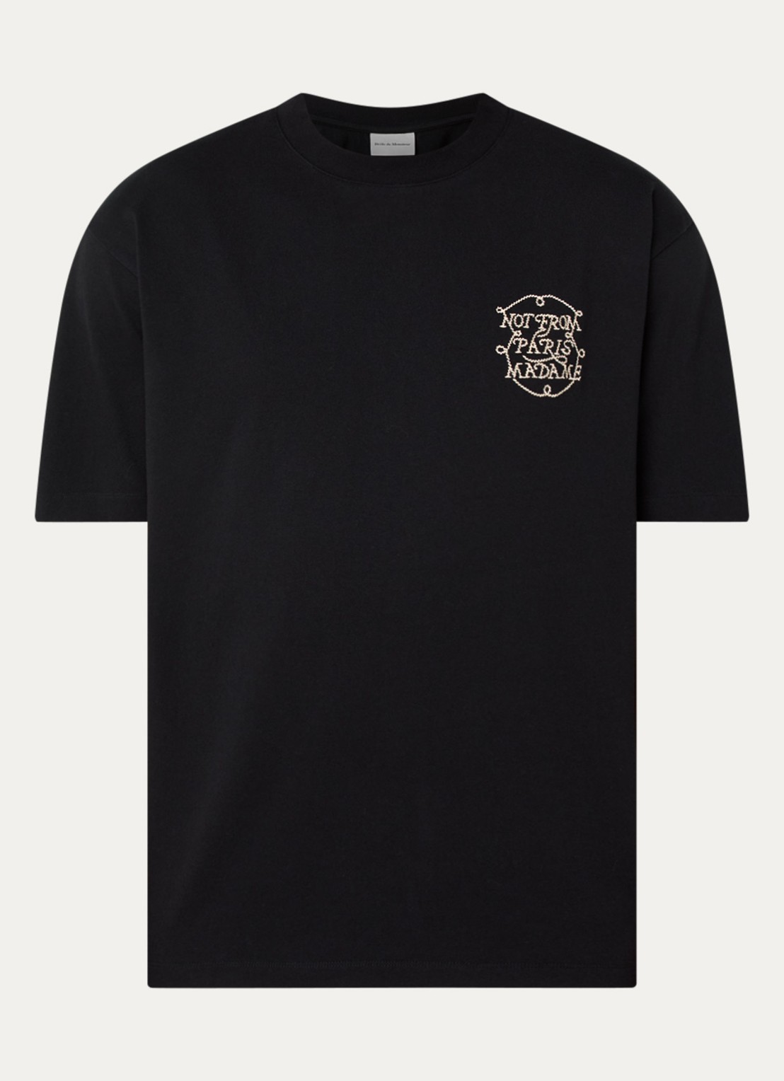 Drôle de Monsieur T-shirt met borduring - voorkant zwart
