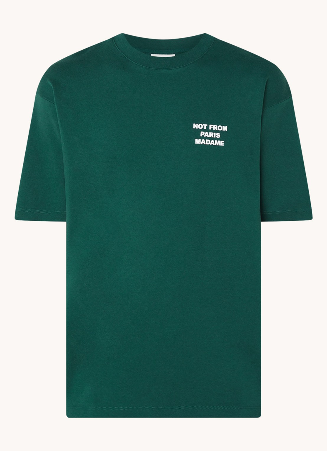 Drôle de Monsieur T-shirt met front- en backprint - voorkant 2 groen