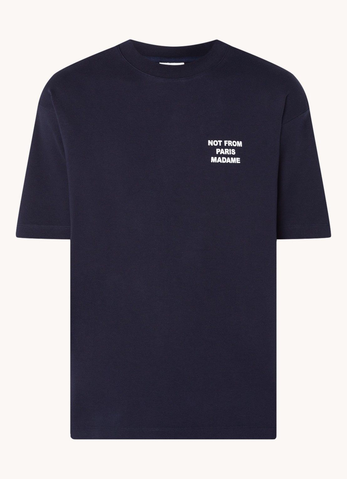 Drôle de Monsieur T-shirt met front- en backprint - voorkant 2 donkerblauw