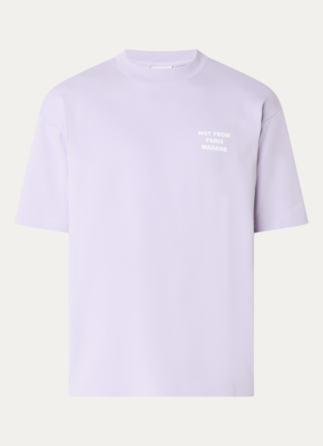 Drôle de Monsieur T-shirt met front- en backprint - voorkant lavendel
