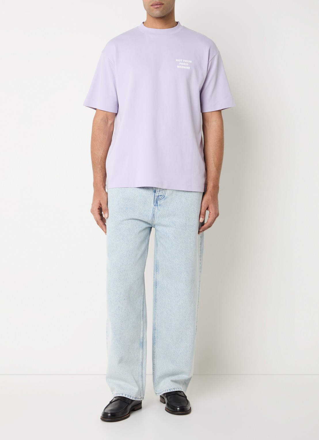 Drôle de Monsieur T-shirt met front- en backprint - voorkant 2 lavendel