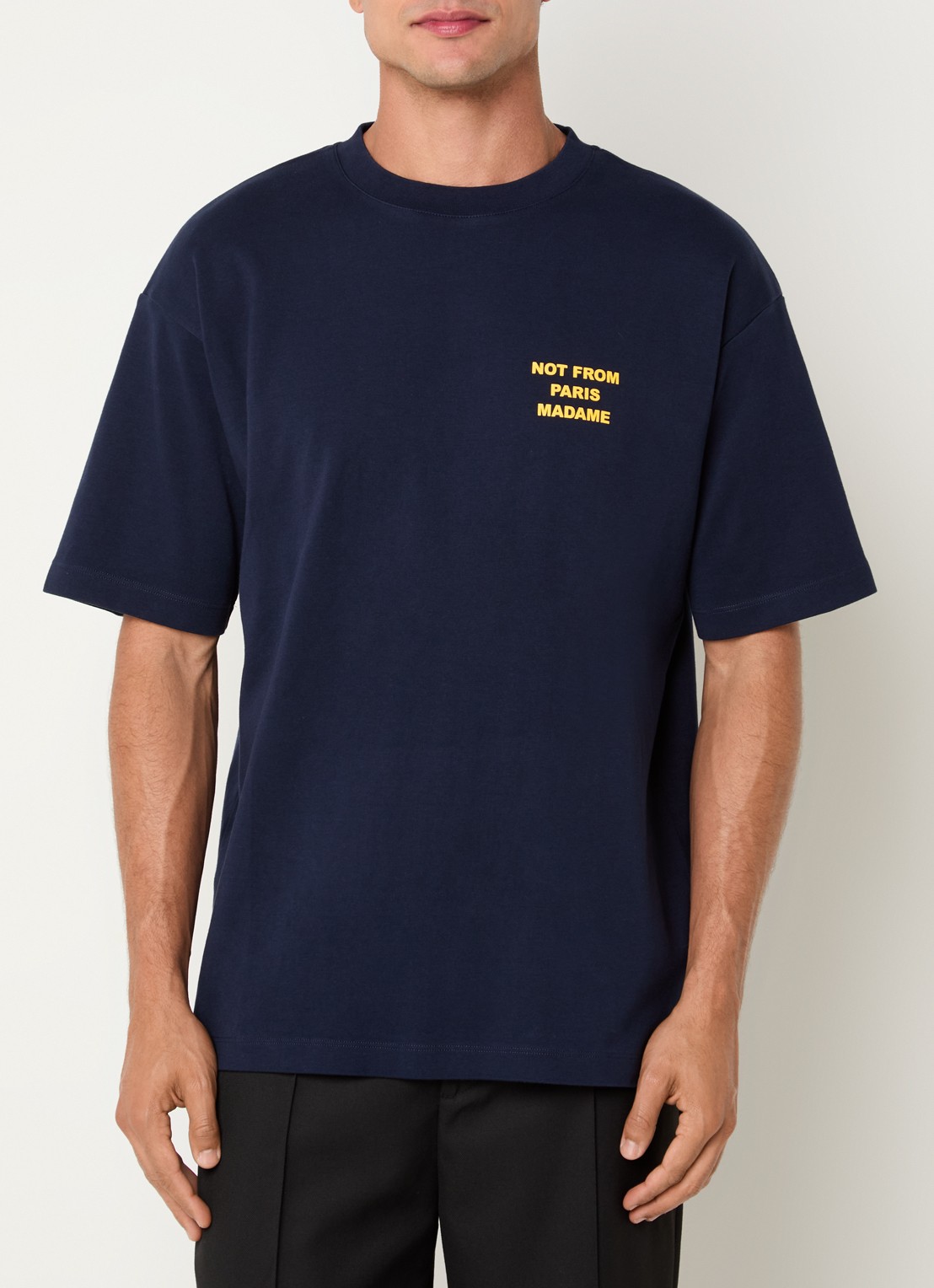 Drôle de Monsieur T-shirt met front- en backprint - achterkant 3 donkerblauw