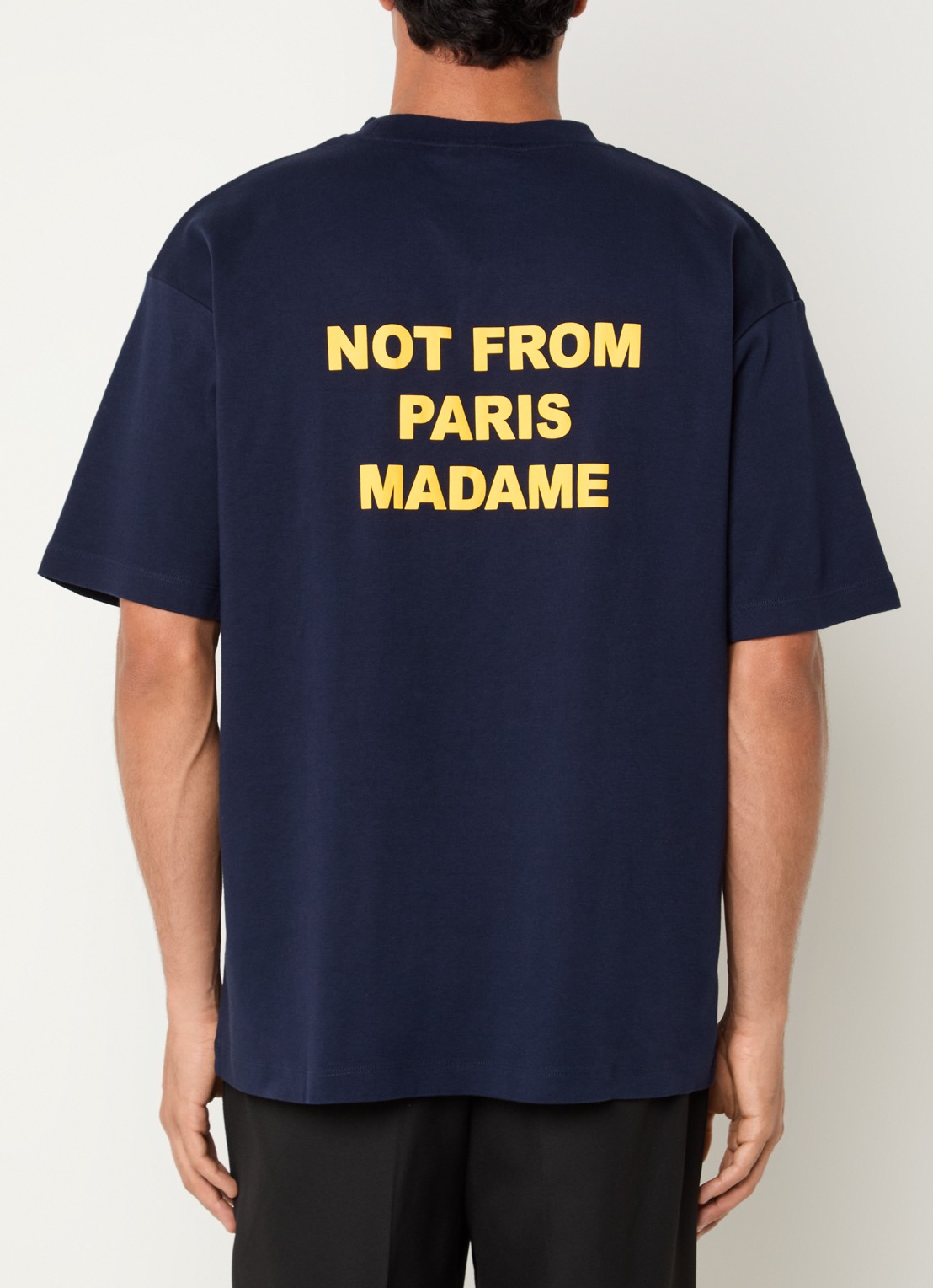 Drôle de Monsieur T-shirt met front- en backprint - detail 4 donkerblauw