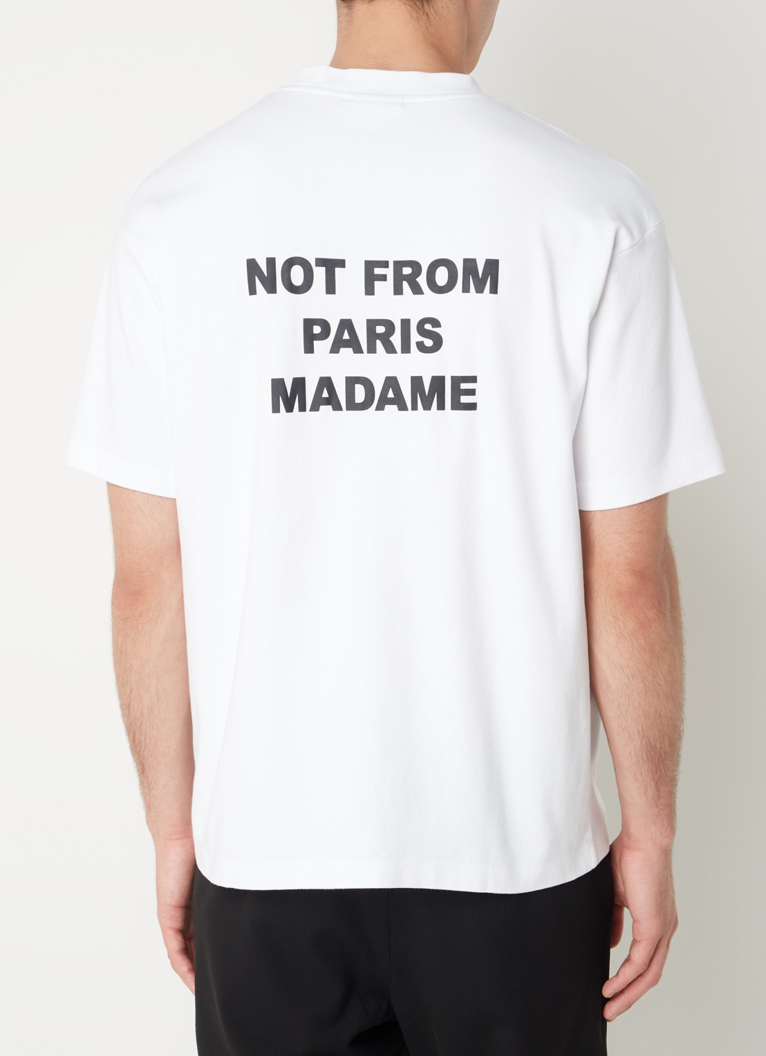 Drôle de Monsieur T-shirt met front- en backprint - detail 2 gebroken wit