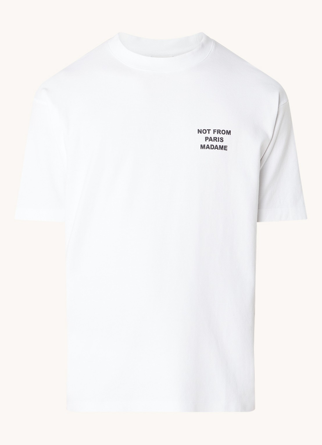 Drôle de Monsieur T-shirt met front- en backprint - voorkant 3 gebroken wit