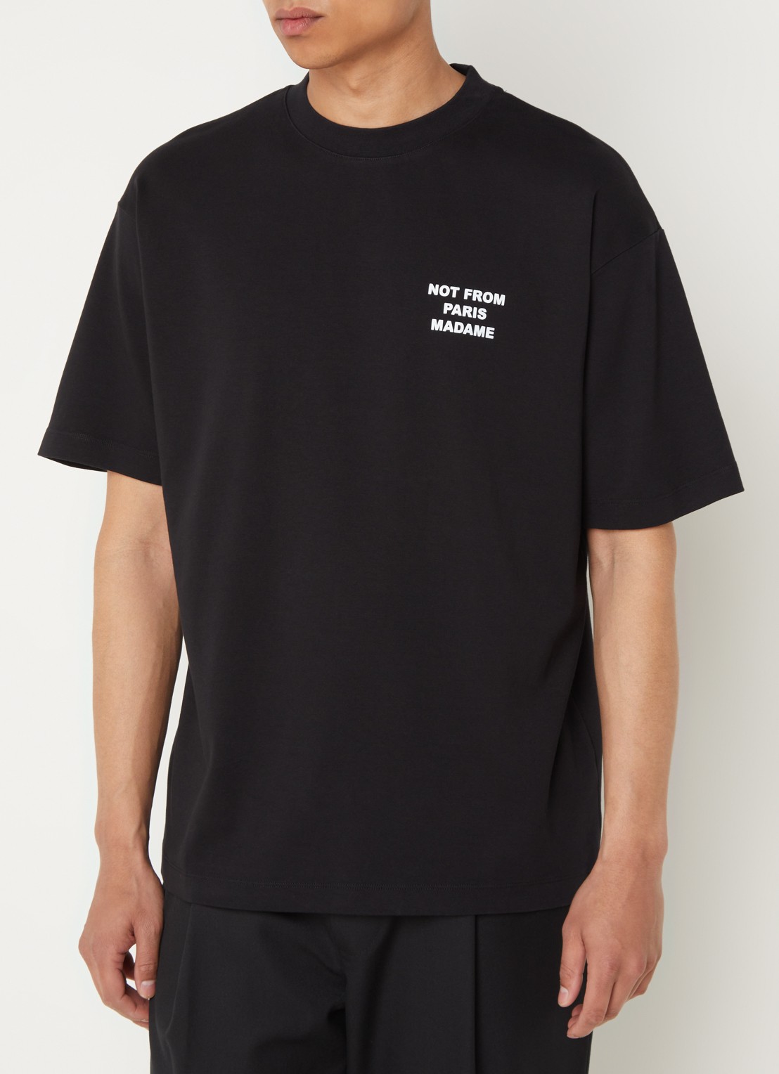 Drôle de Monsieur T-shirt met front- en backprint - achterkant zwart