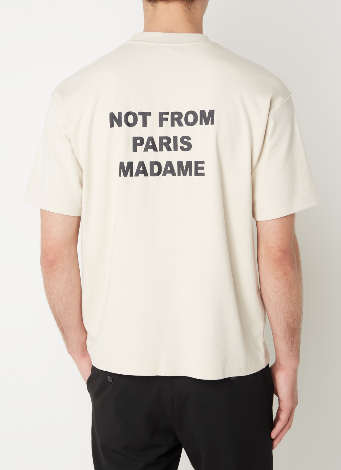 Drôle de Monsieur T-shirt met front- en backprint - detail 2 beige