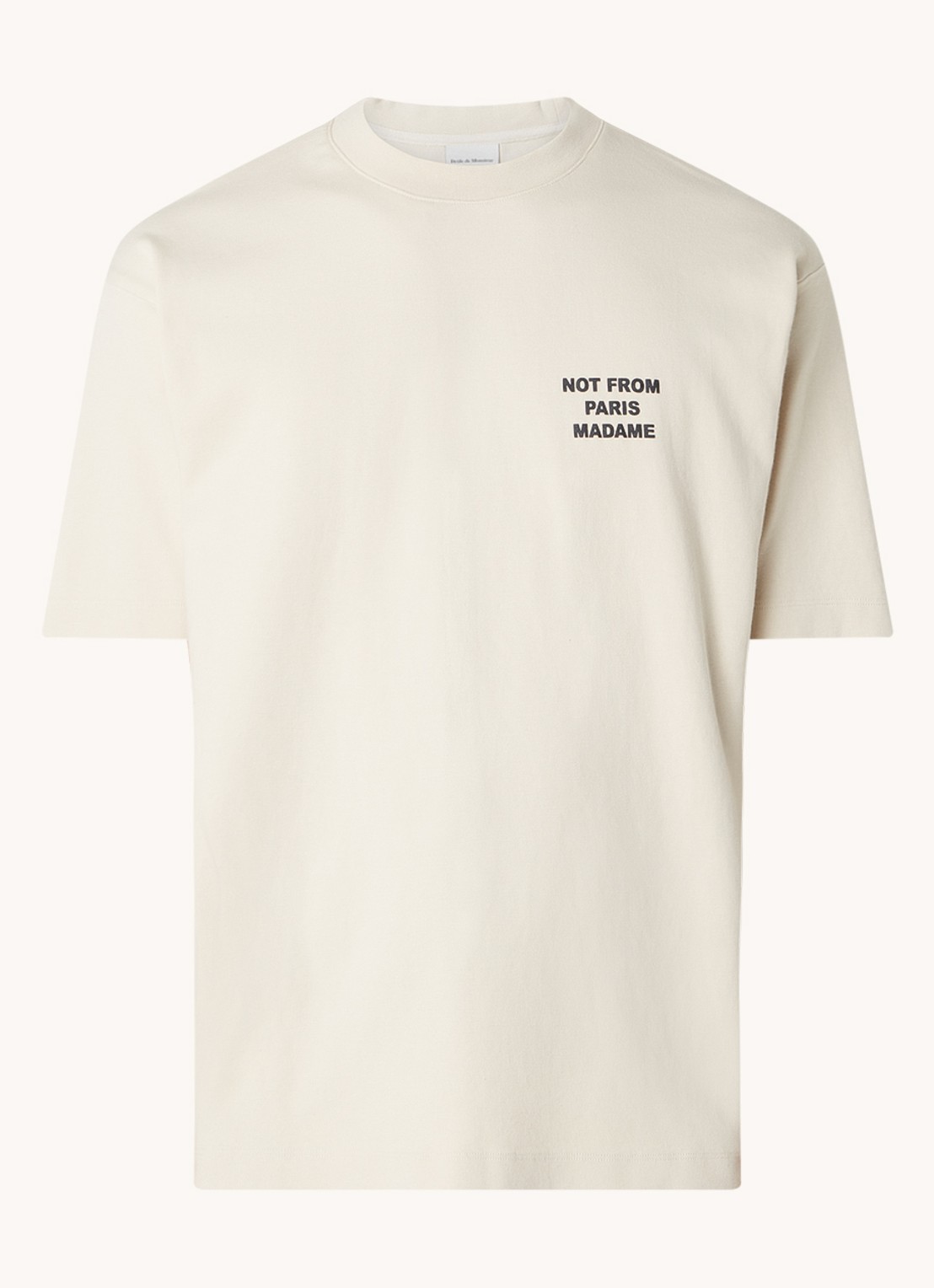 Drôle de Monsieur T-shirt met front- en backprint - voorkant 3 beige