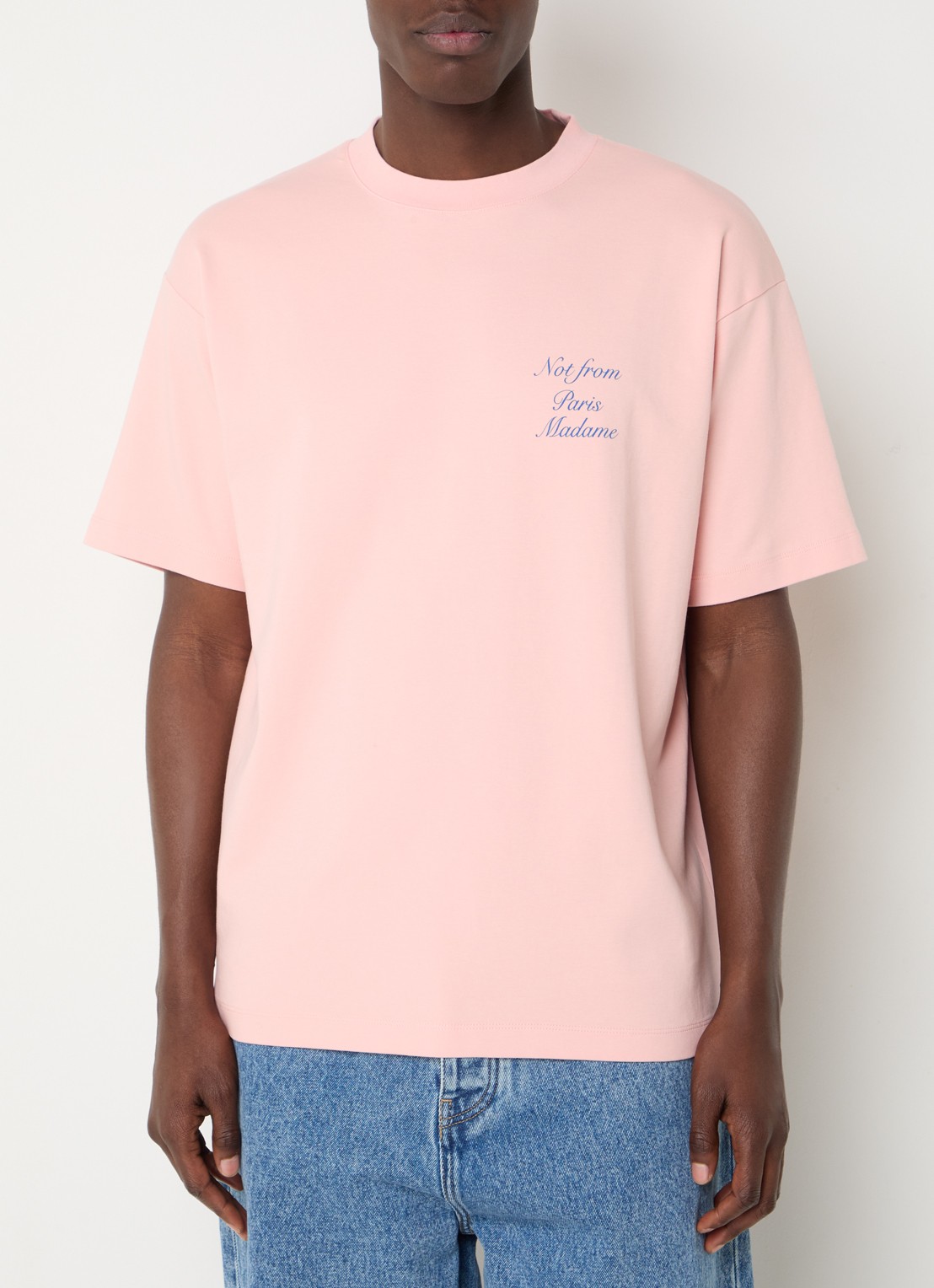 Drôle de Monsieur T-shirt met logo- en backprint - achterkant 4 lichtroze