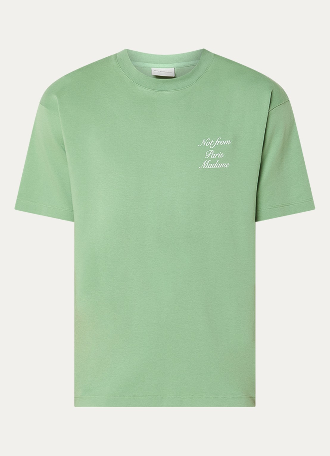 Drôle de Monsieur T-shirt met logo- en backprint - voorkant 3 lichtgroen