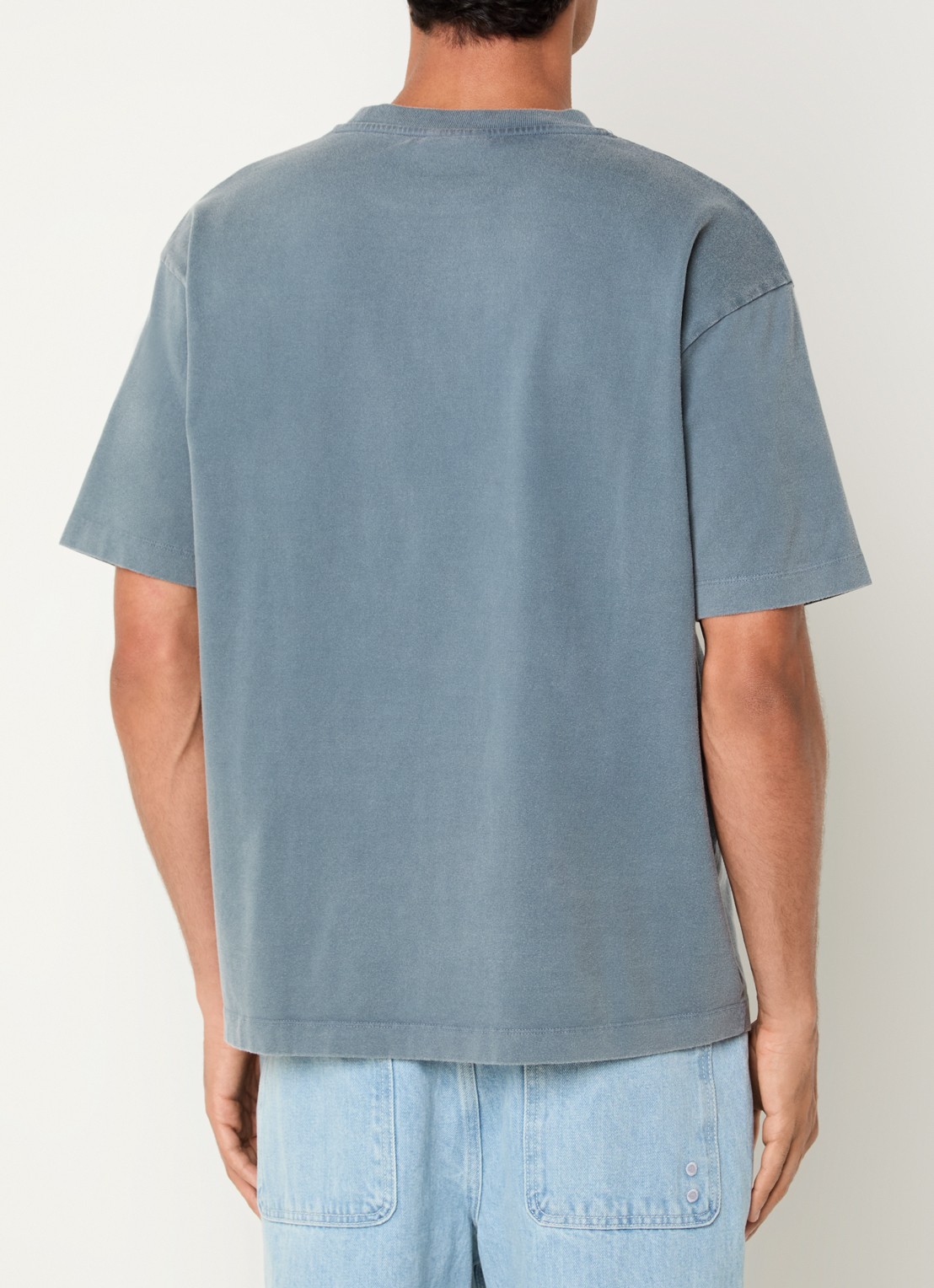 Drôle de Monsieur T-shirt met logo - achterkant 2 staalblauw