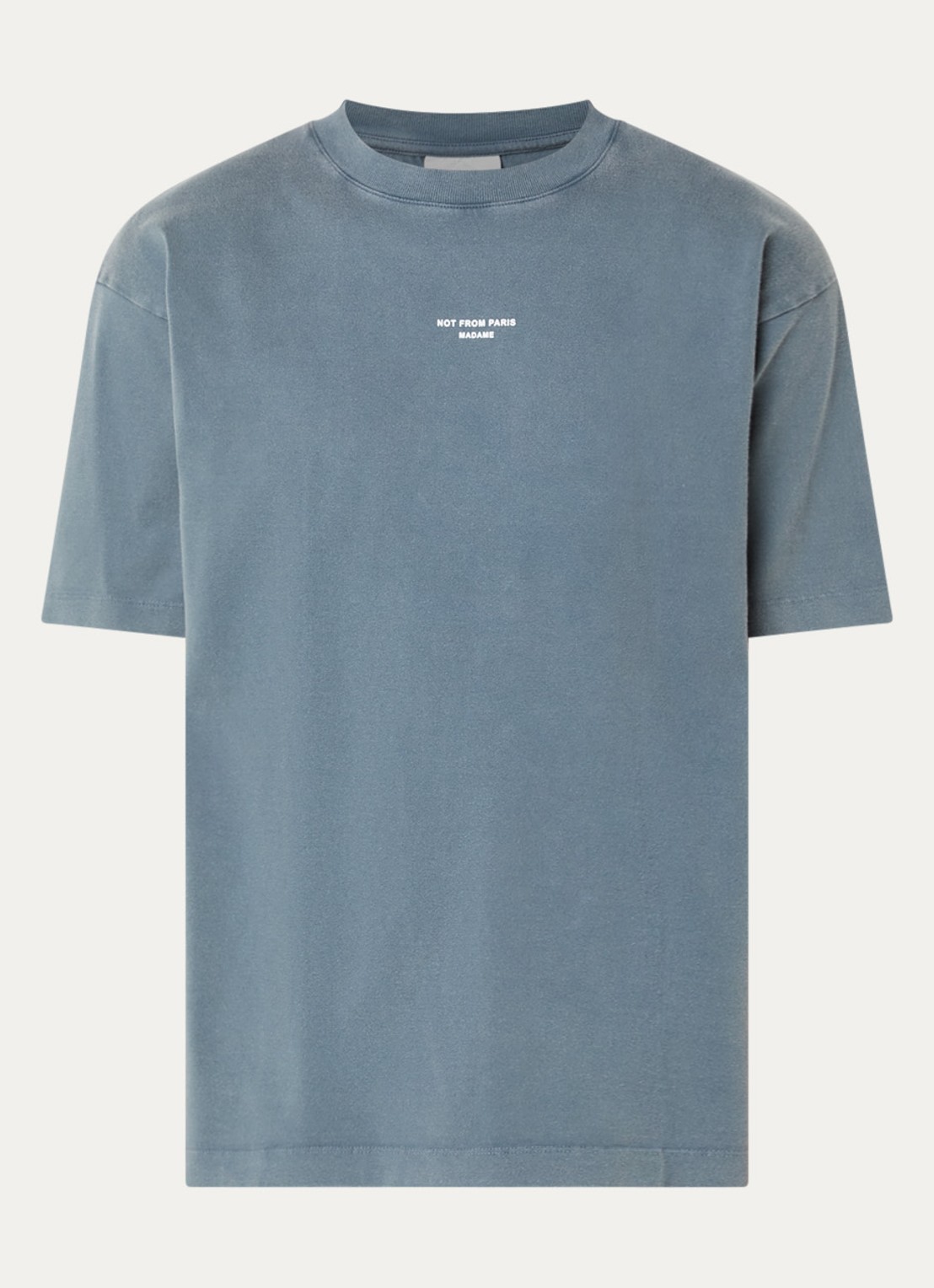 Drôle de Monsieur T-shirt met logo - voorkant 3 staalblauw