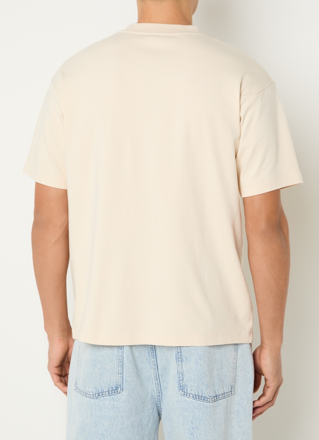Drôle de Monsieur T-shirt met logoprint - achterkant 4 zand