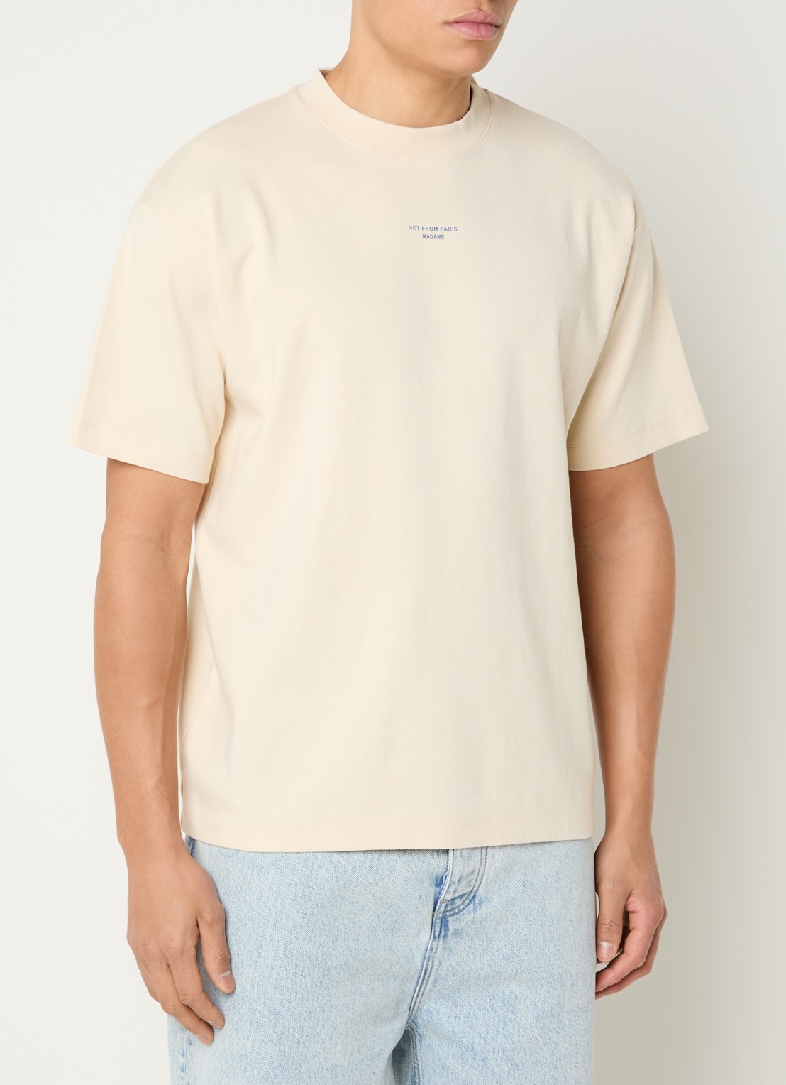 Drôle de Monsieur T-shirt met logoprint - detail zand