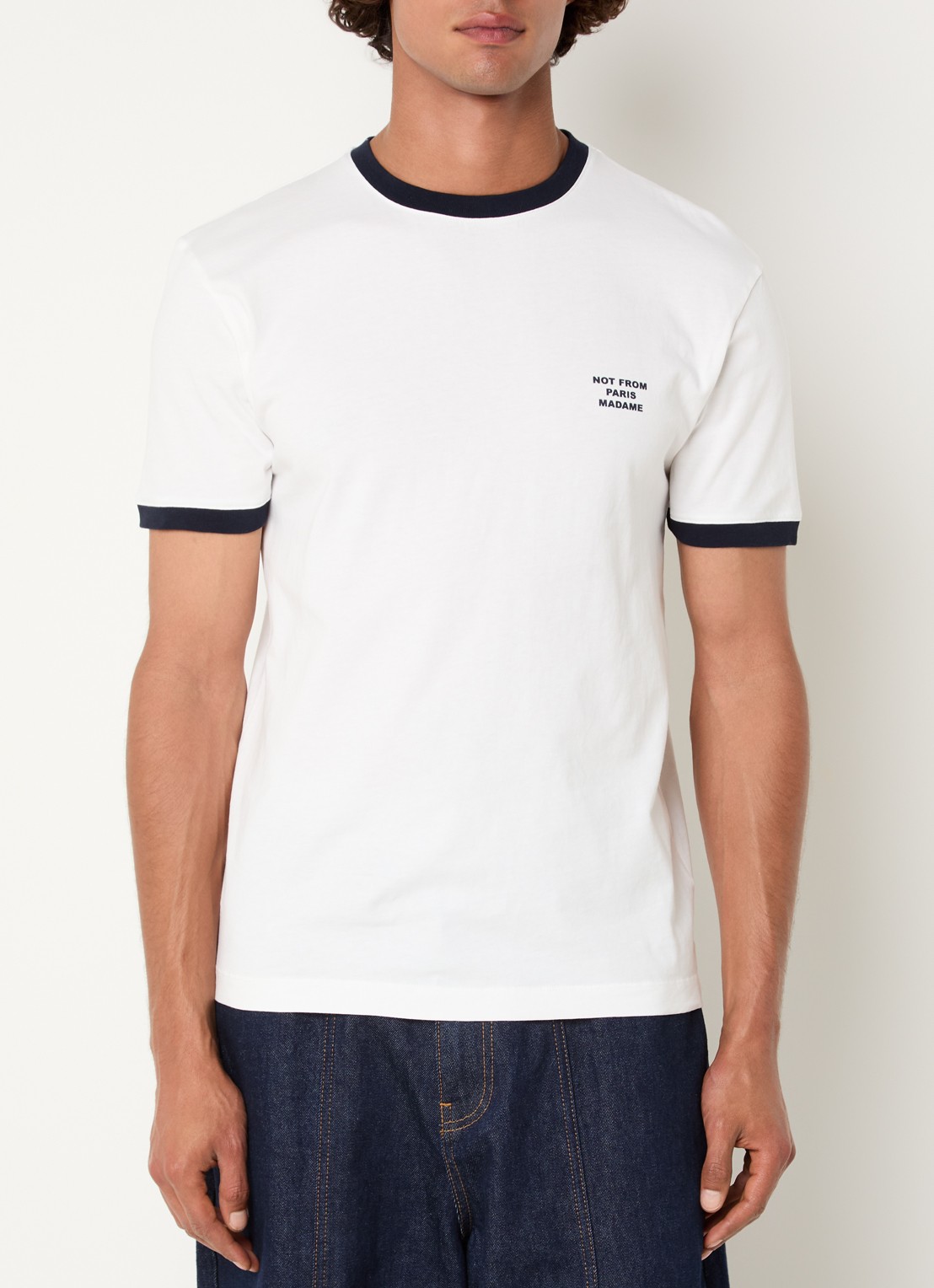 Drôle de Monsieur T-shirt met logoprint - detail wit