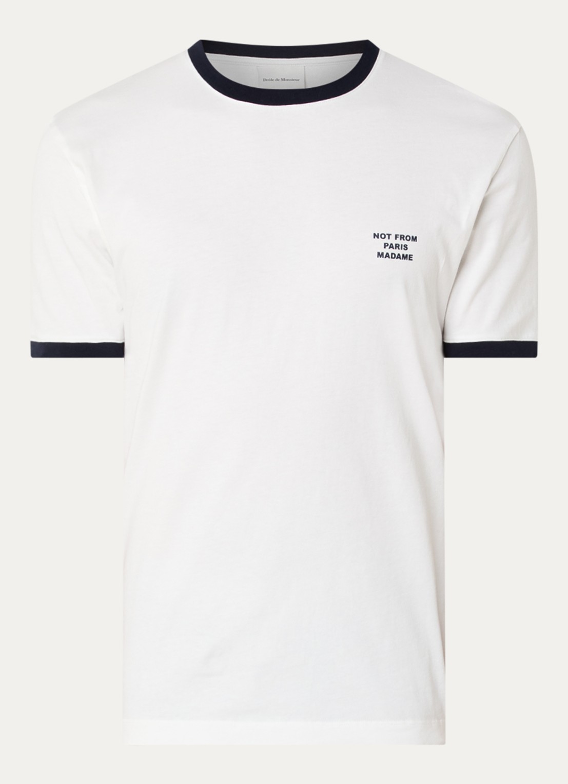 Drôle de Monsieur T-shirt met logoprint - voorkant 3 wit