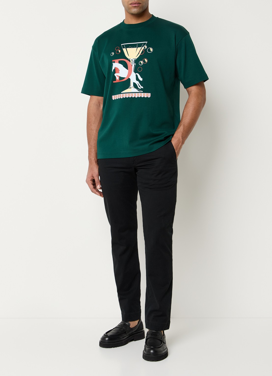 Drôle de Monsieur T-shirt met print - voorkant 2 groen