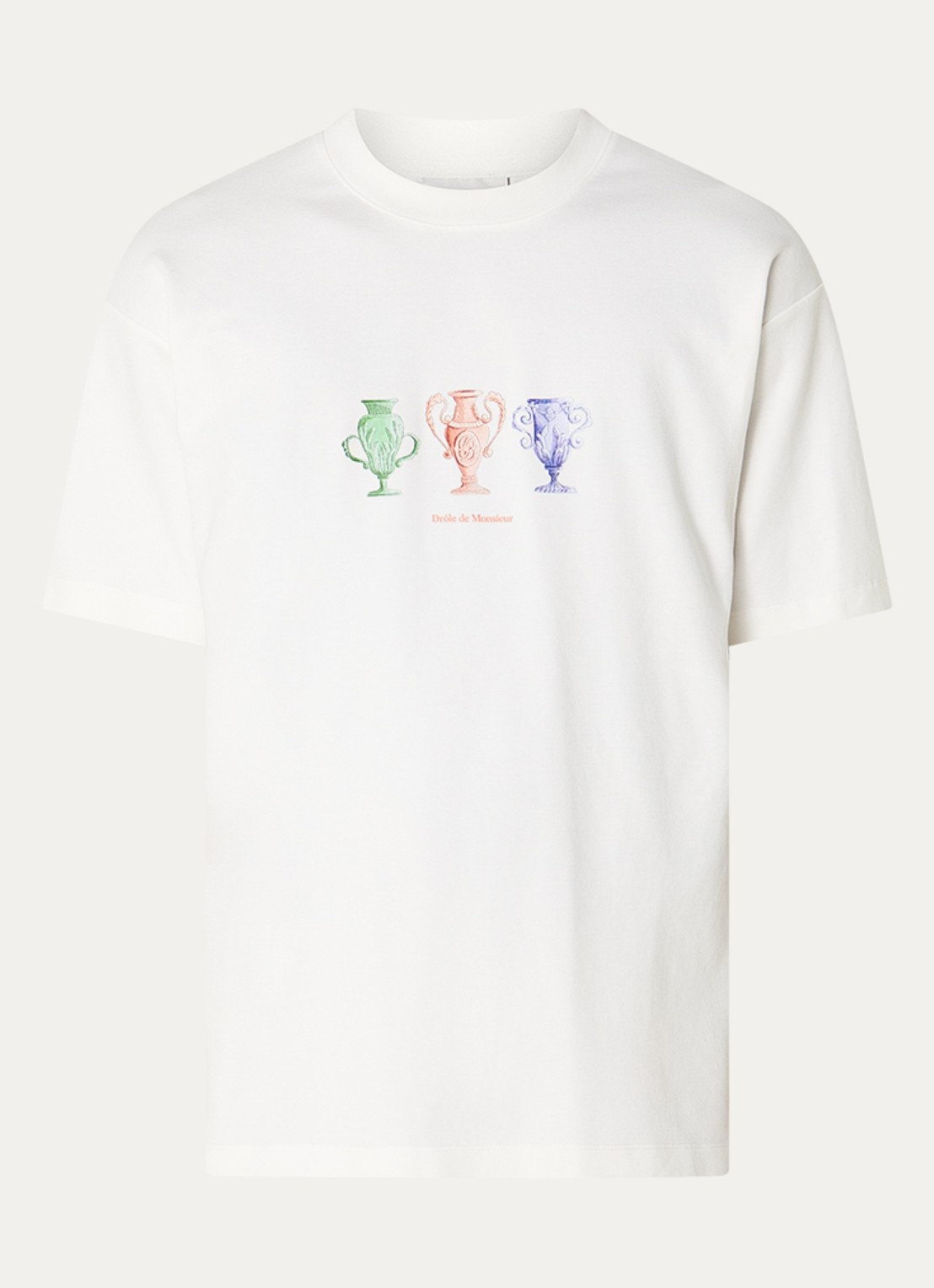 Drôle de Monsieur T-shirt met print - voorkant gebroken wit