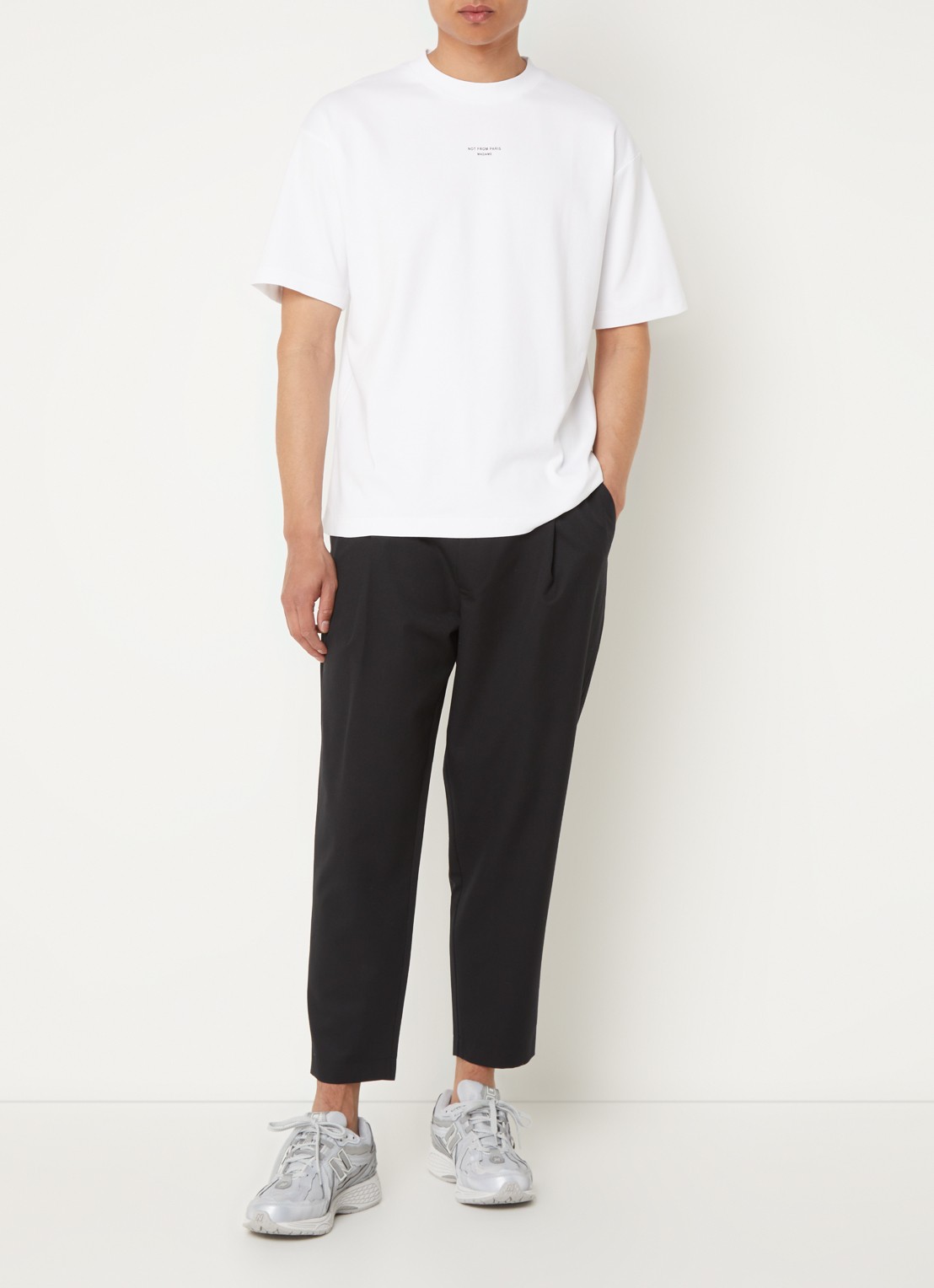 Drôle de Monsieur T-shirt met print - voorkant 4 gebroken wit