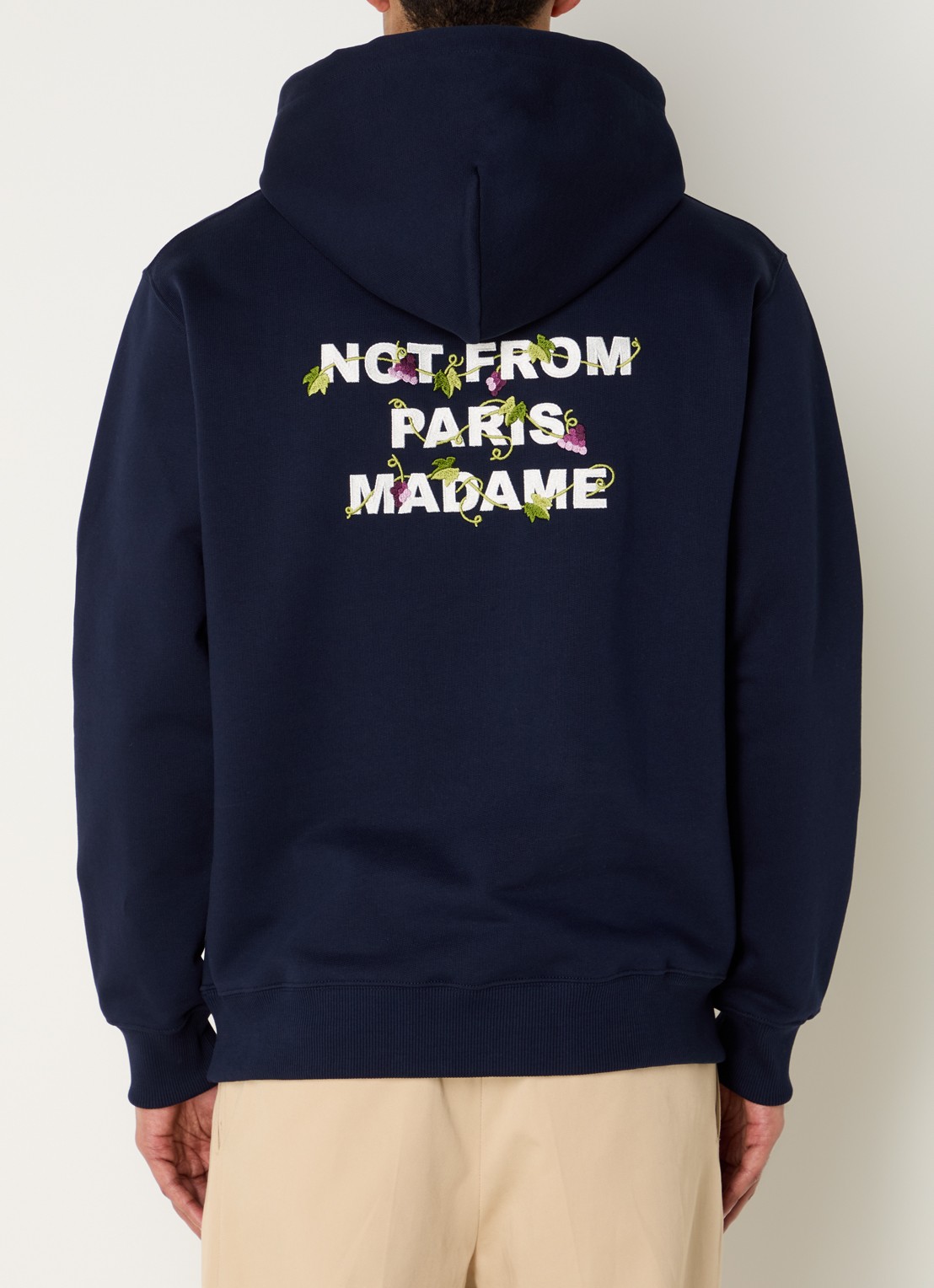 Drôle de Monsieur Vine hoodie met borduring - detail 2 donkerblauw
